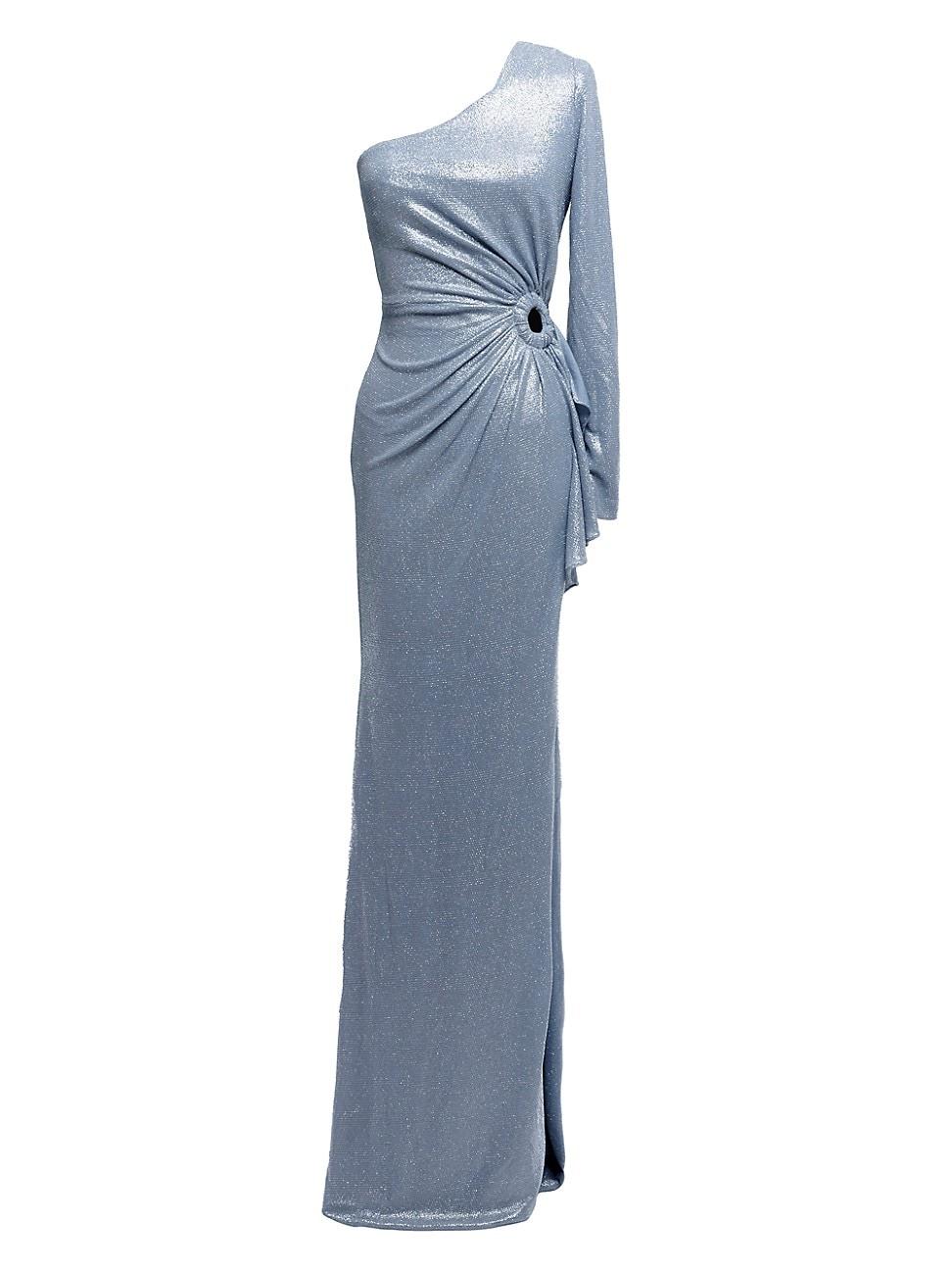 Womens Summer Metallic One-Shoulder Gown Product Image