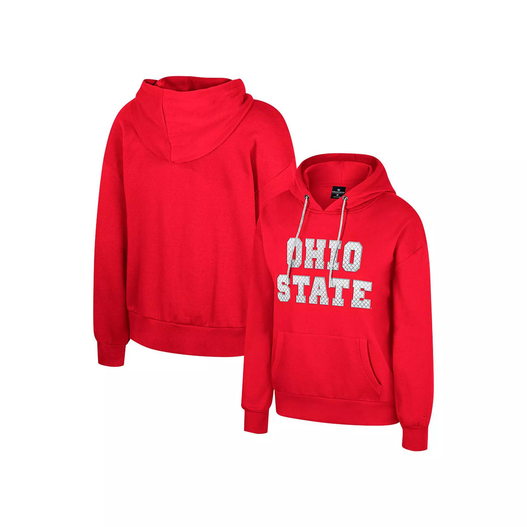 Women's Colosseum Scarlet Ohio State Buckeyes Reflection Rhinestone Drawcord Pullover Hoodie,  Product Image