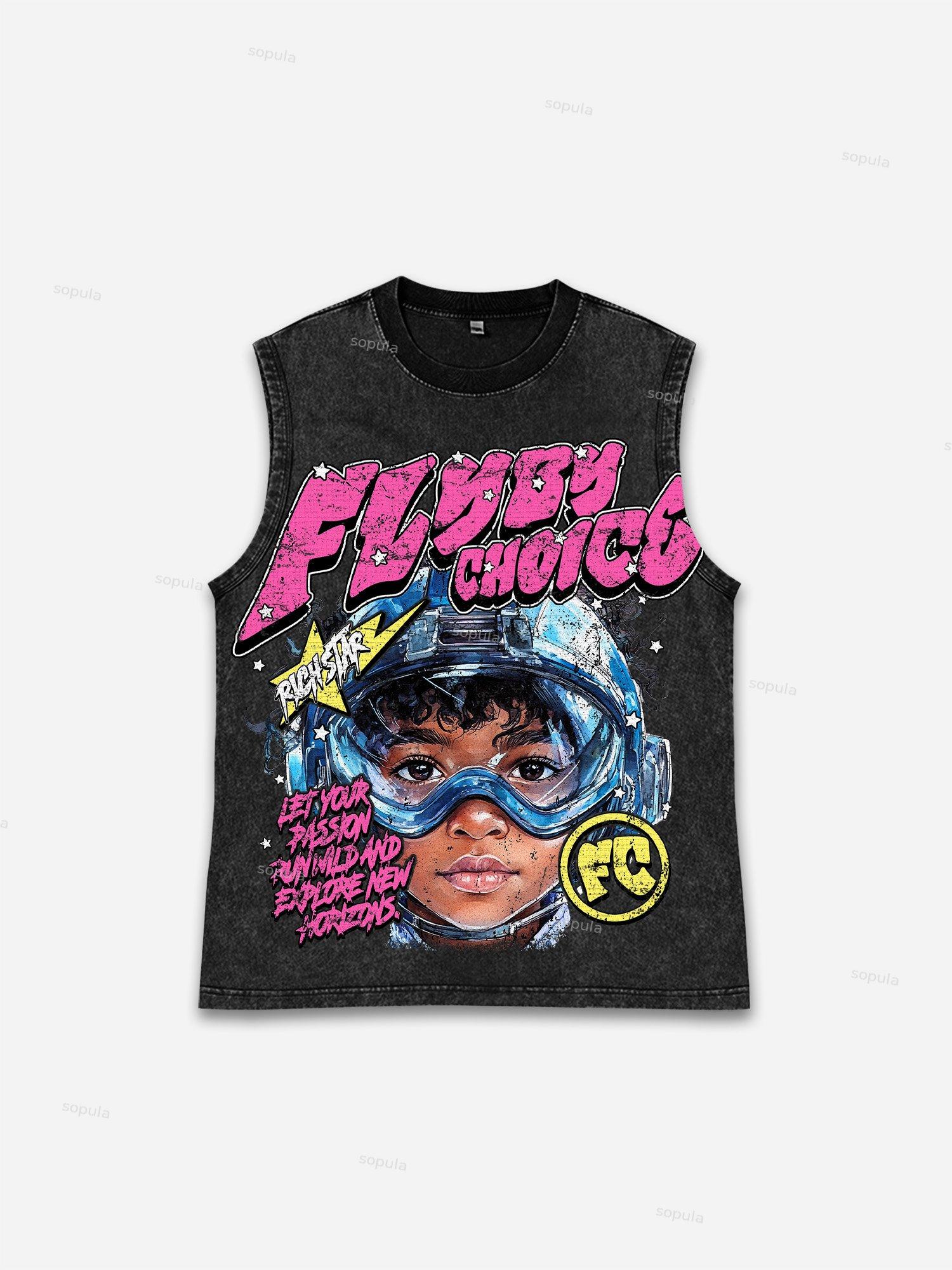 Fly By Choice Graphic Print Washed Tank Top Product Image