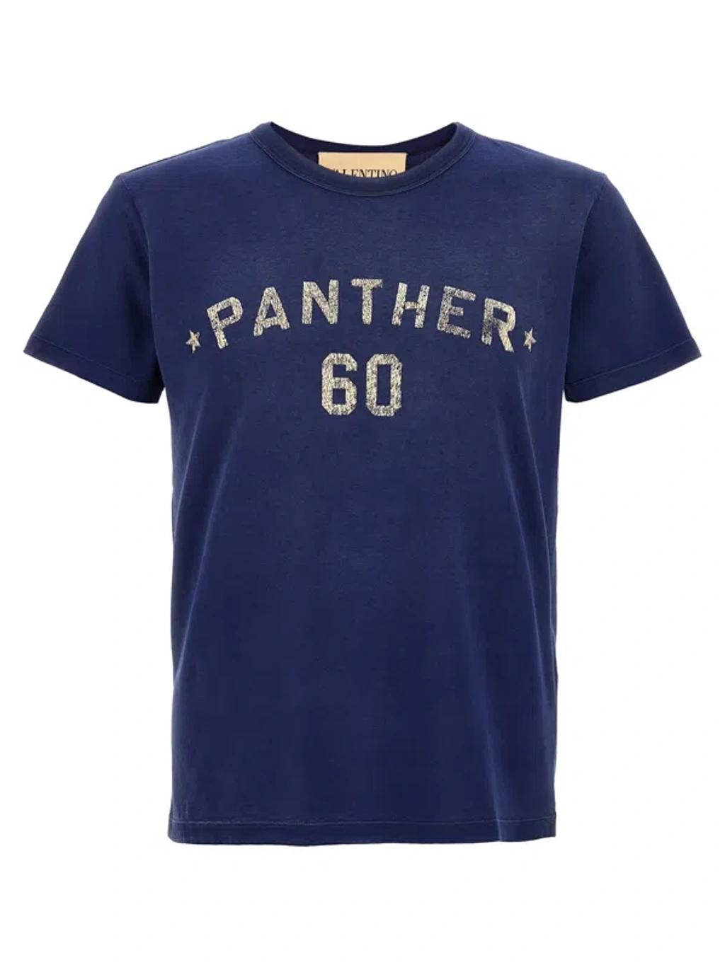 VALENTINO Garavani Navy Cotton T-shirt In Blue Product Image