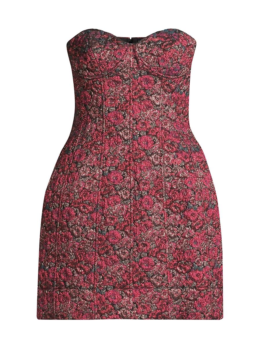 Womens Floral Jacquard Strapless Minidress Size 0 Product Image