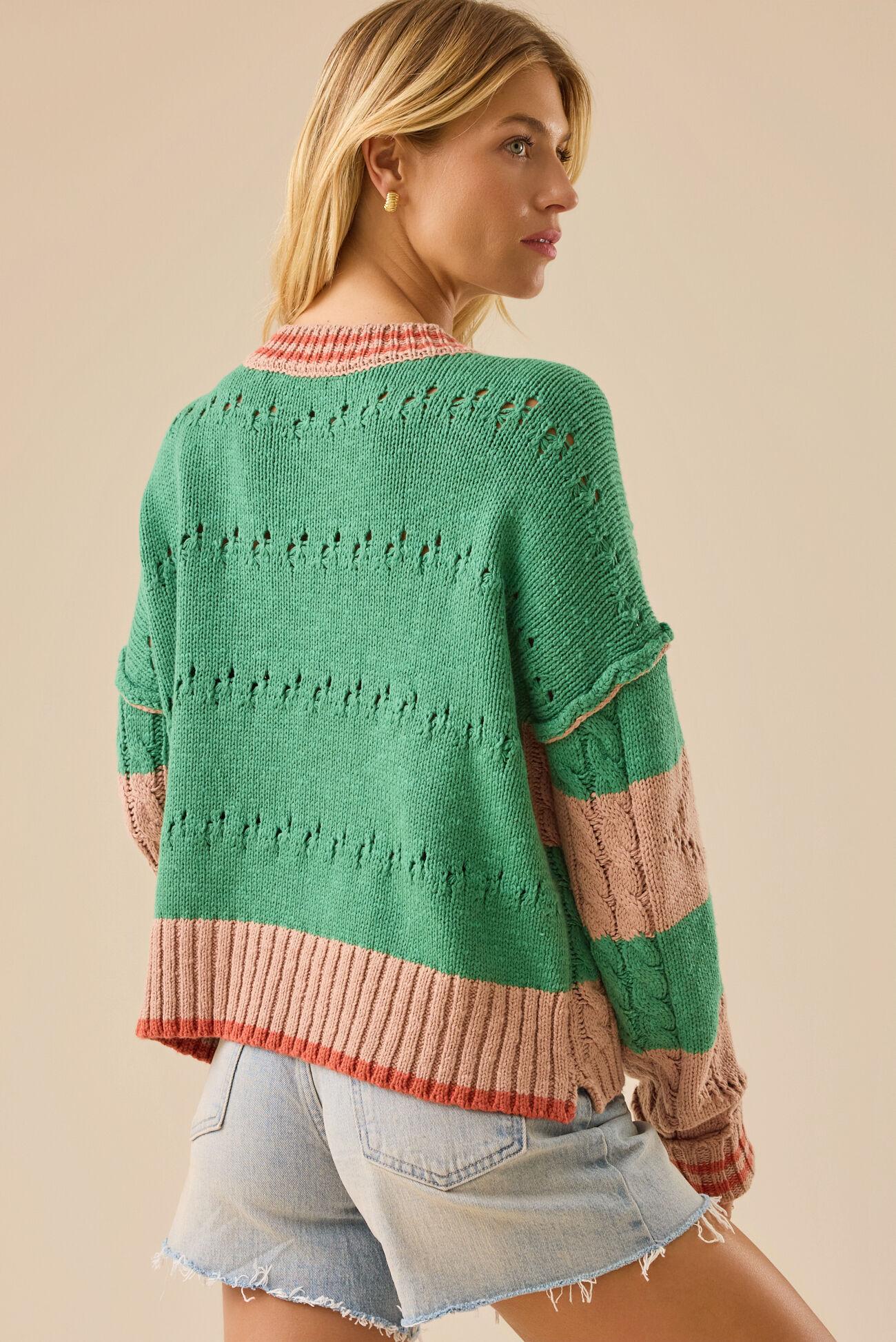 Cece Varsity Stripe Sweater Product Image