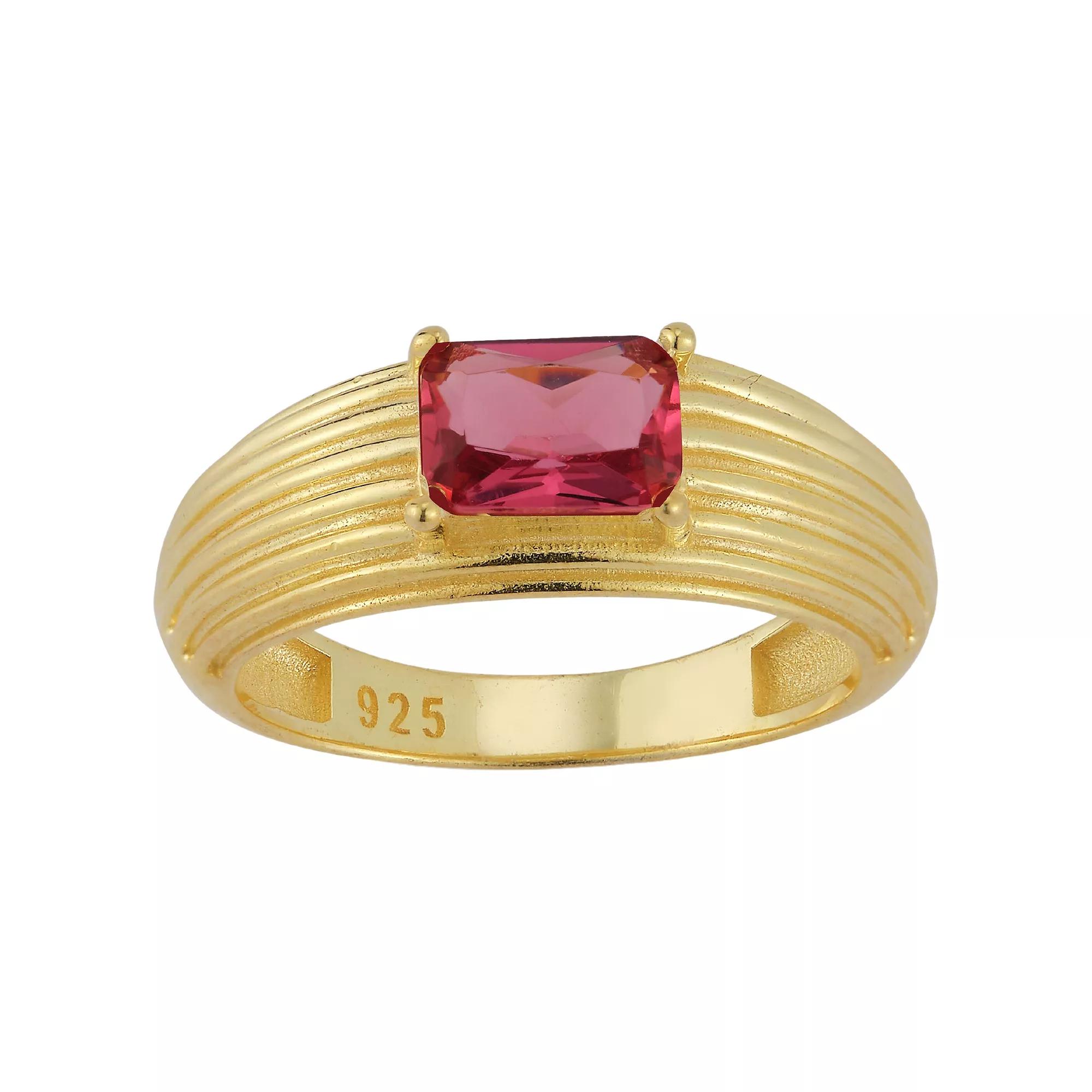 Sunkissed Sterling 14k Gold over Silver CZ Vintage Ring, Women's, Size: 9, Gold Tone Red Product Image