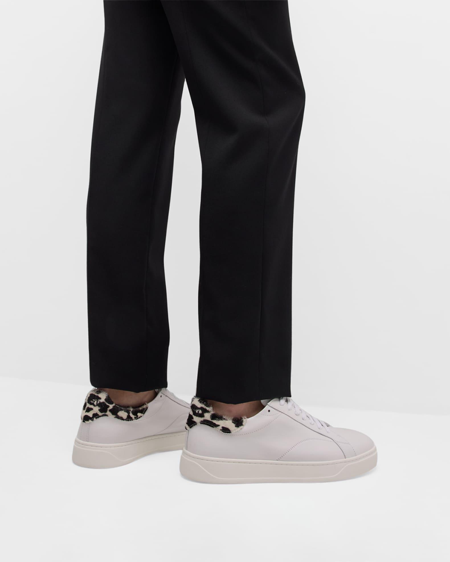 Men's DDB0 Leather and Calf Hair Low-Top Sneakers Product Image