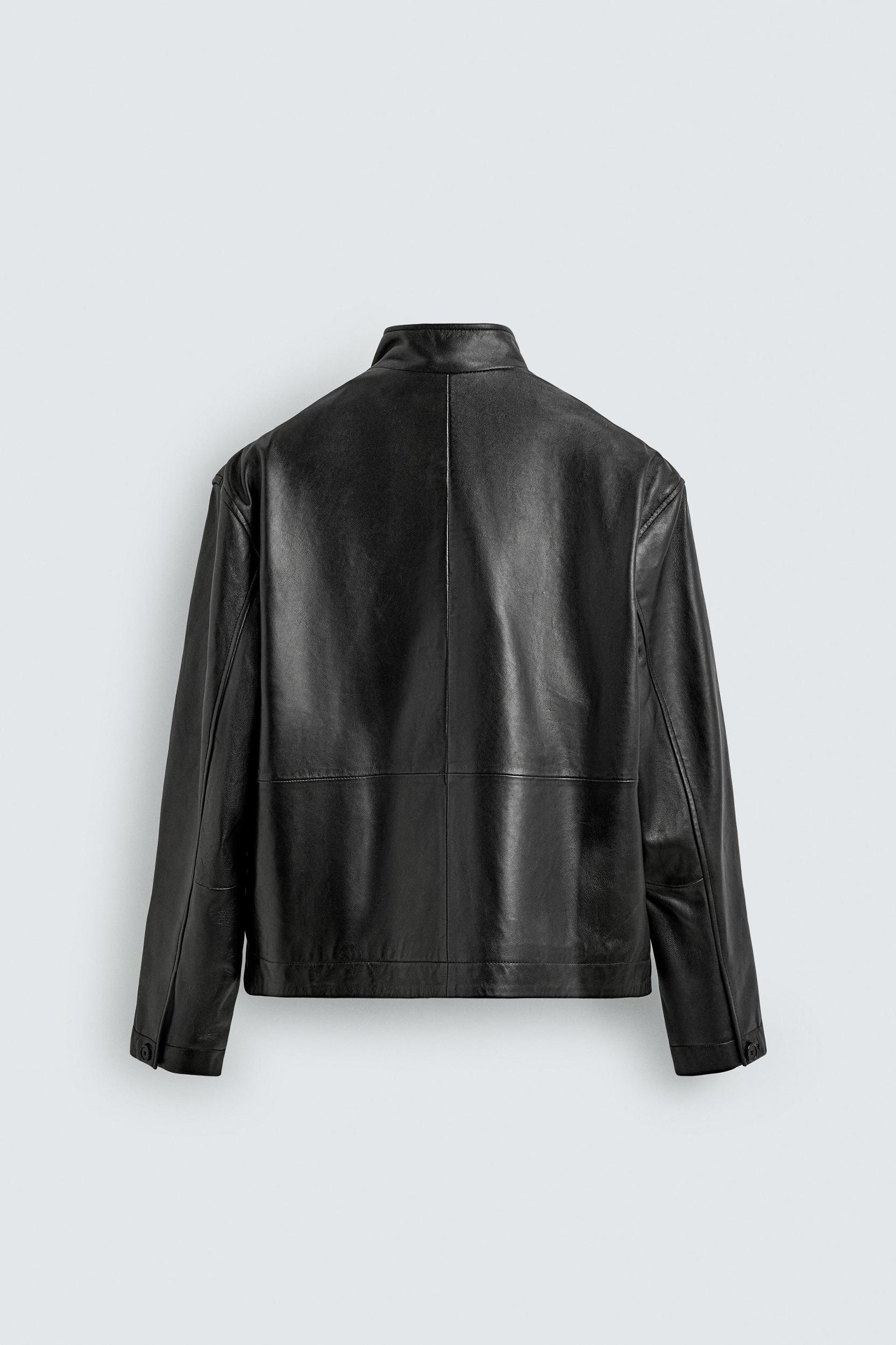 RELAXED FIT LEATHER JACKET Product Image