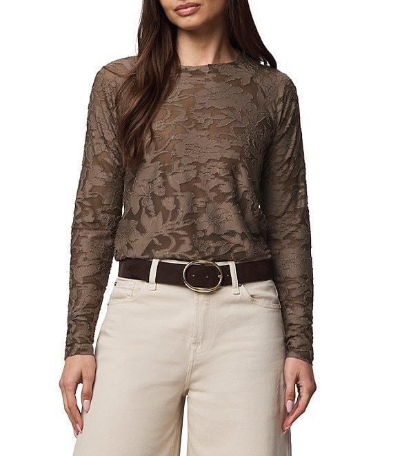 Splendid Cecelia Floral Burnout Crew Neck Long Sleeve Tee Product Image