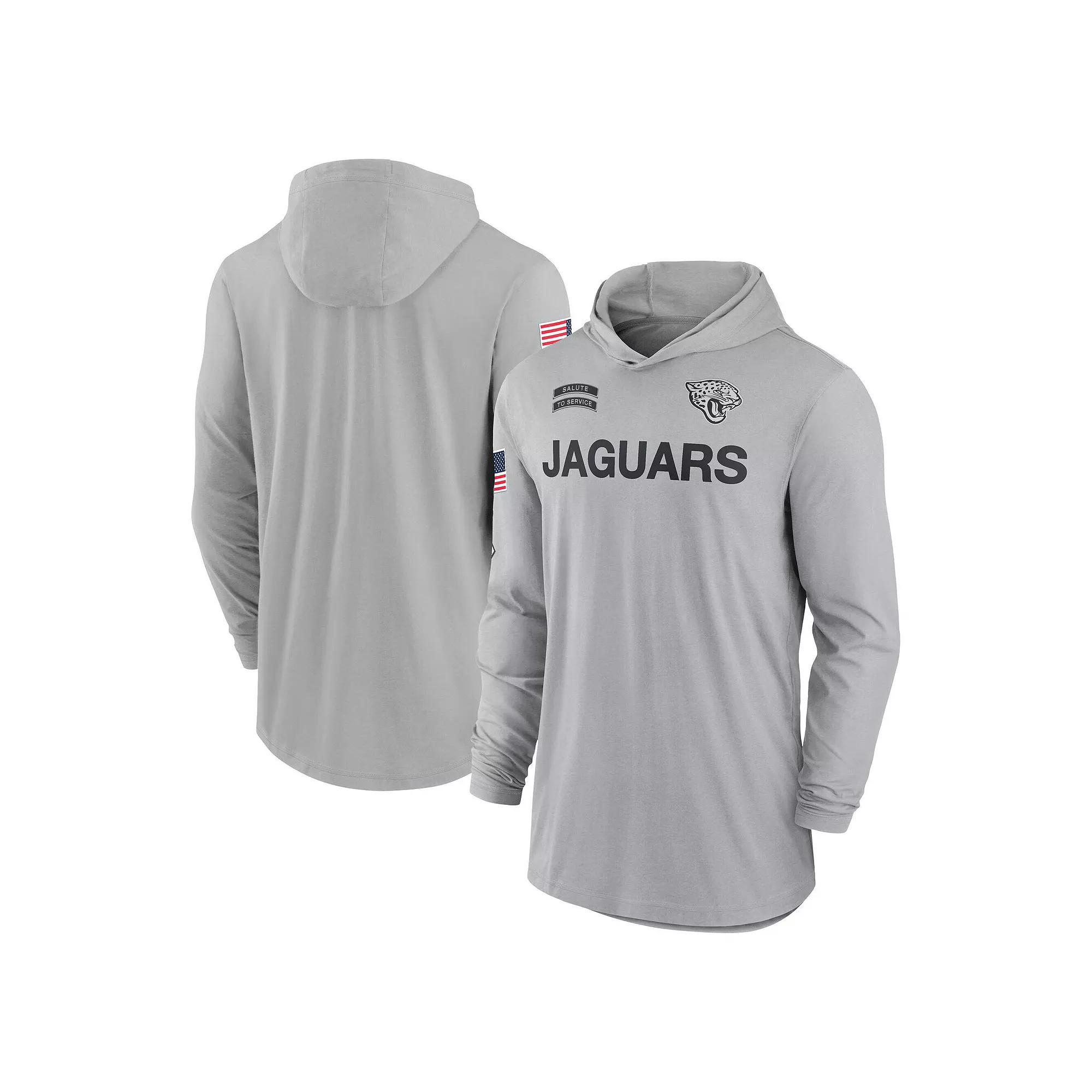 Men's Nike Gray Jacksonville Jaguars 2024 Salute to Service Lightweight Performance Long Sleeve Hooded T-Shirt, Size: 3XL, Grey Product Image