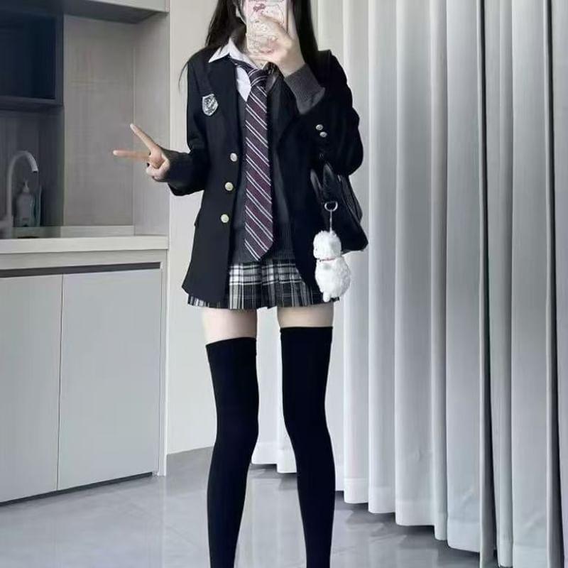 Badge Applique Single-Breasted Blazer Product Image