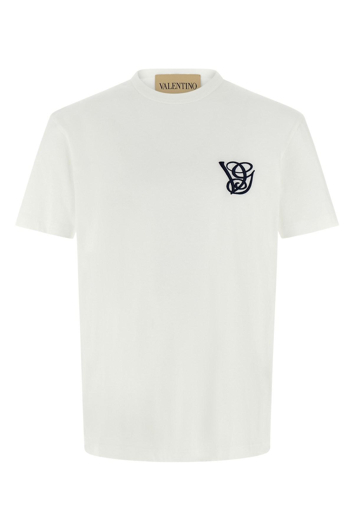 VALENTINO Logo Embroidery Crew Neck Short Sleeves T-shirt In White Product Image