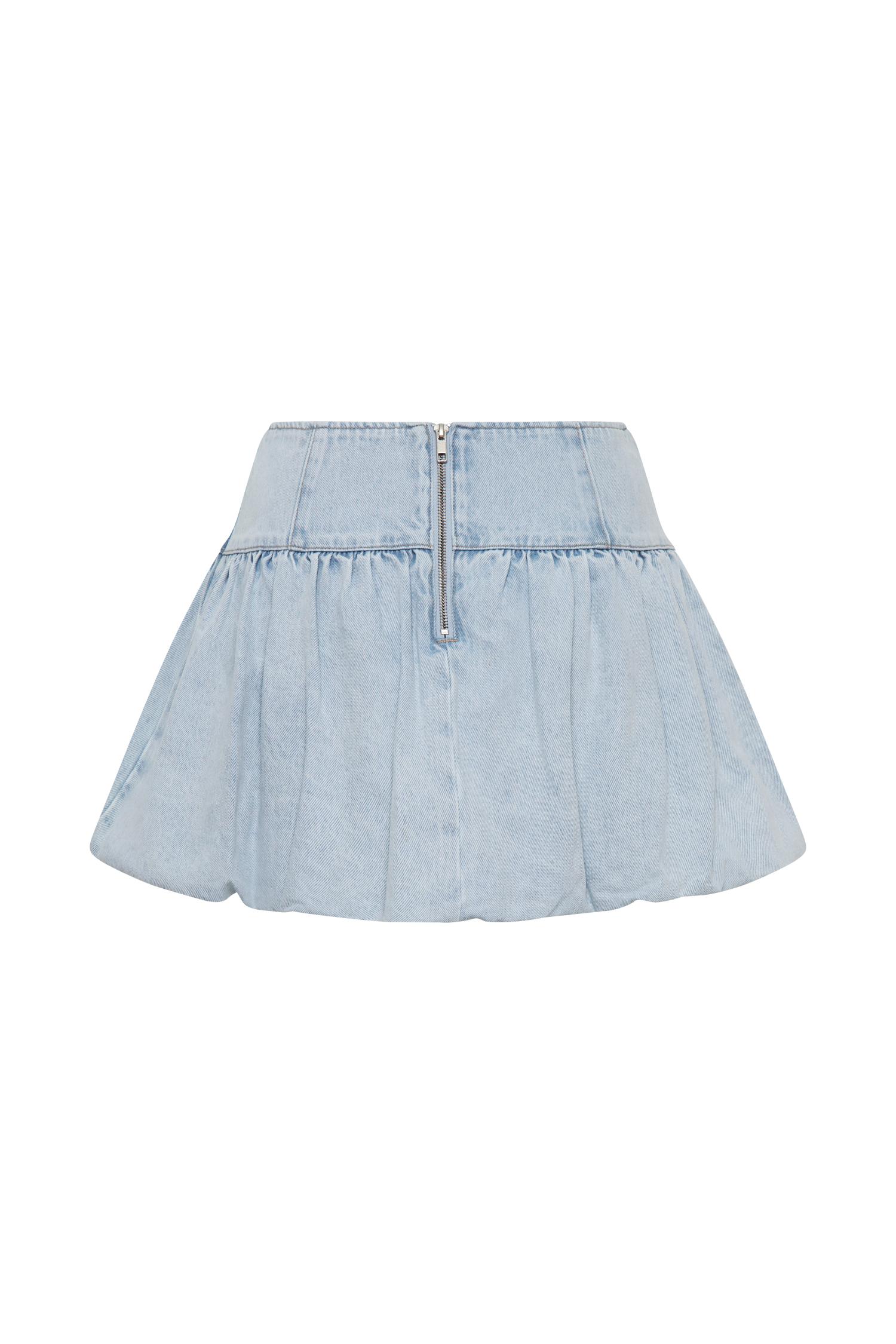 Genia Denim Bubble Mini Skirt - Light Blue Product Image