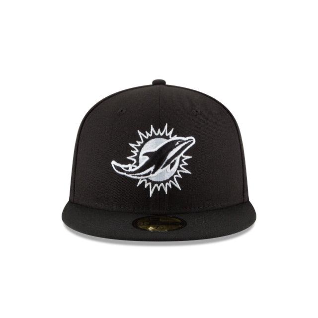 Miami Dolphins Black & White 59FIFTY Fitted Hat Male Product Image