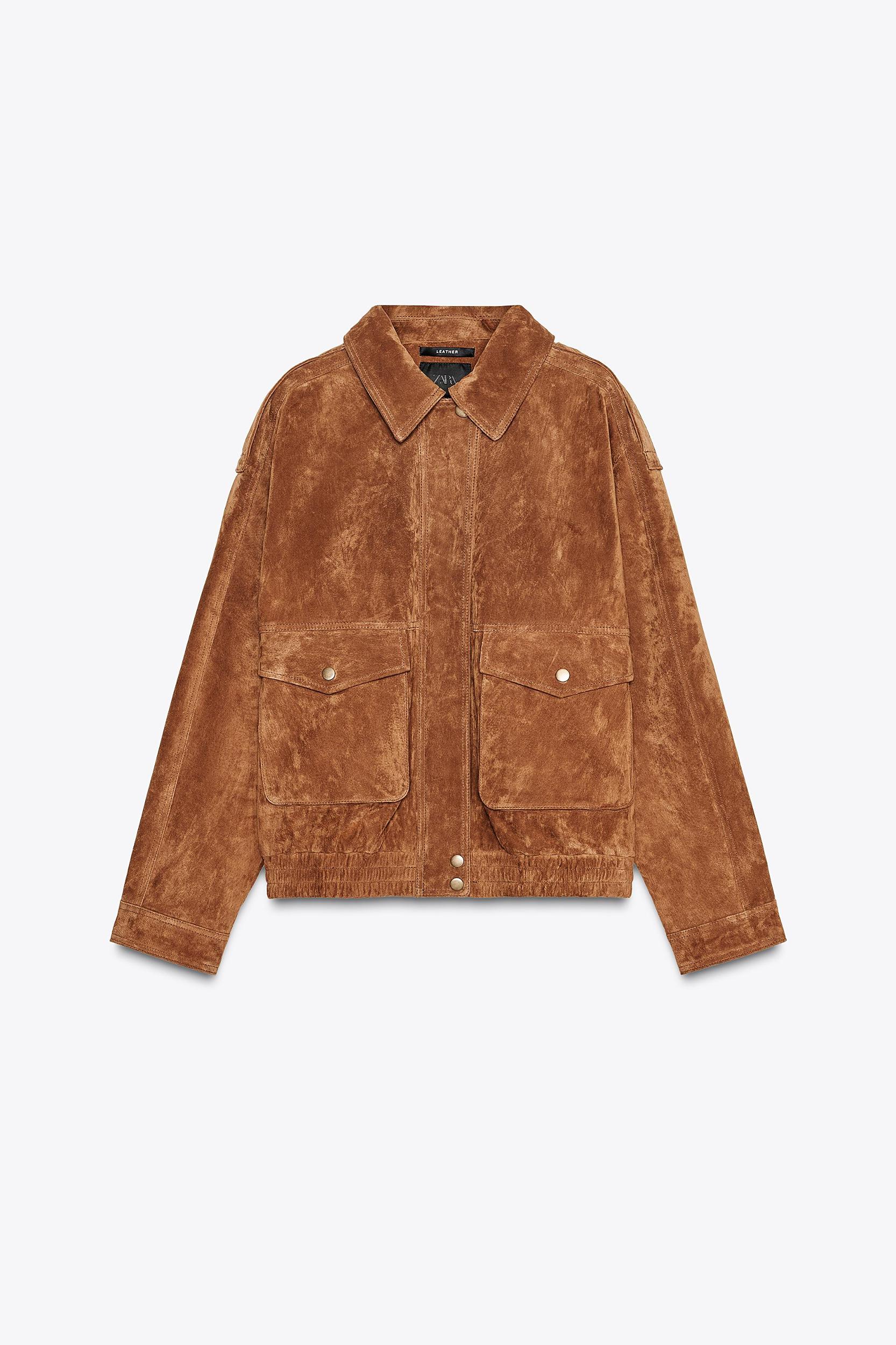 100% SUEDE BOMBER JACKET WITH POCKETS Product Image
