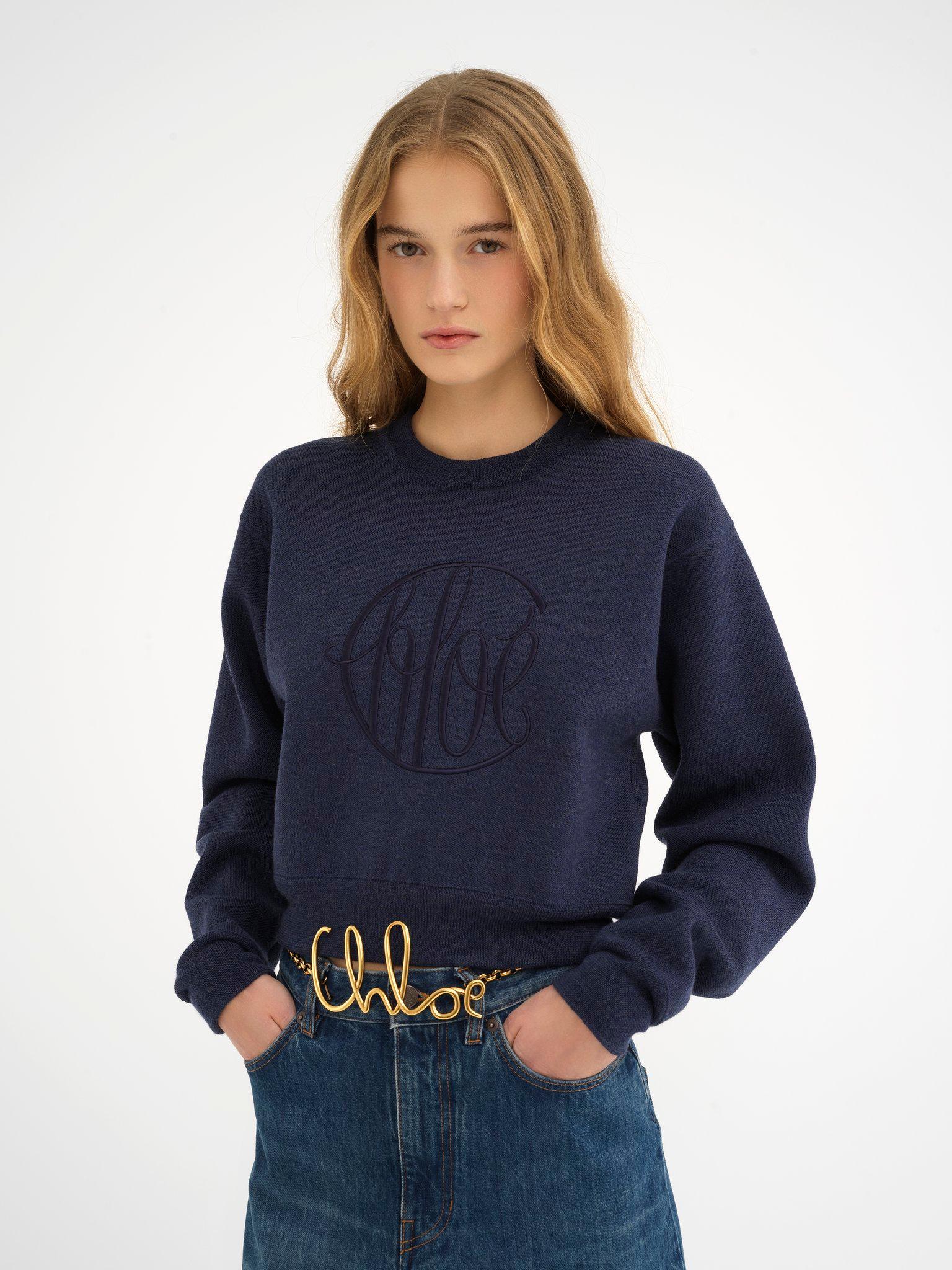 Knitted logo sweater in wool Product Image