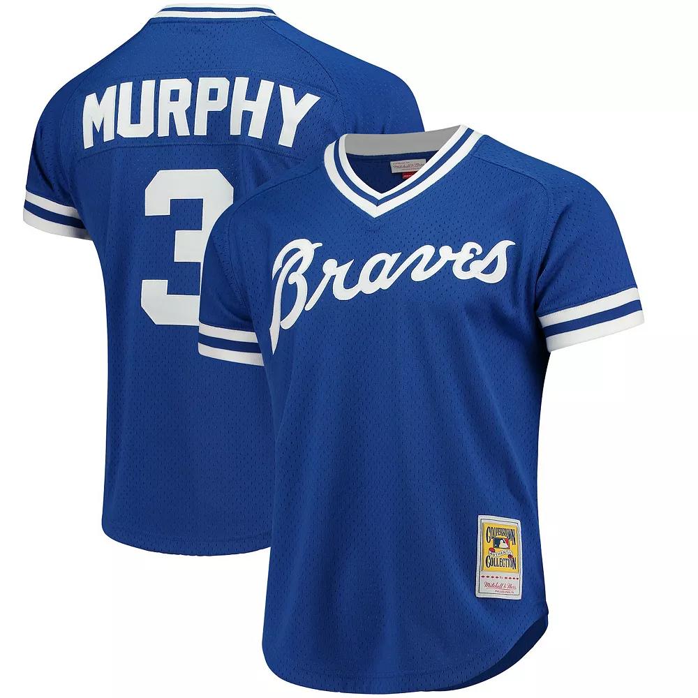 Men's Mitchell & Ness Dale Murphy Royal Atlanta Braves Cooperstown Mesh Batting Practice Jersey, Size: 4XL, Blue Product Image
