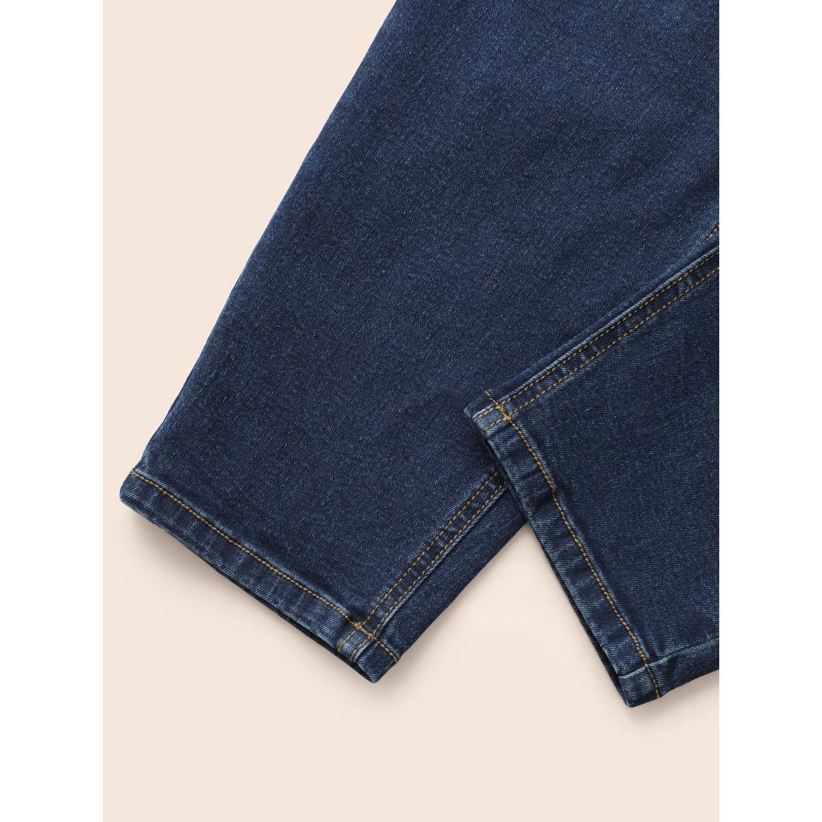 Plus Size Dark Wash Elastic Waist Skinny Jeans Women Denimindigo Casual Non Medium stretch Slanted pocket Jeans BloomChic 16/1X Product Image