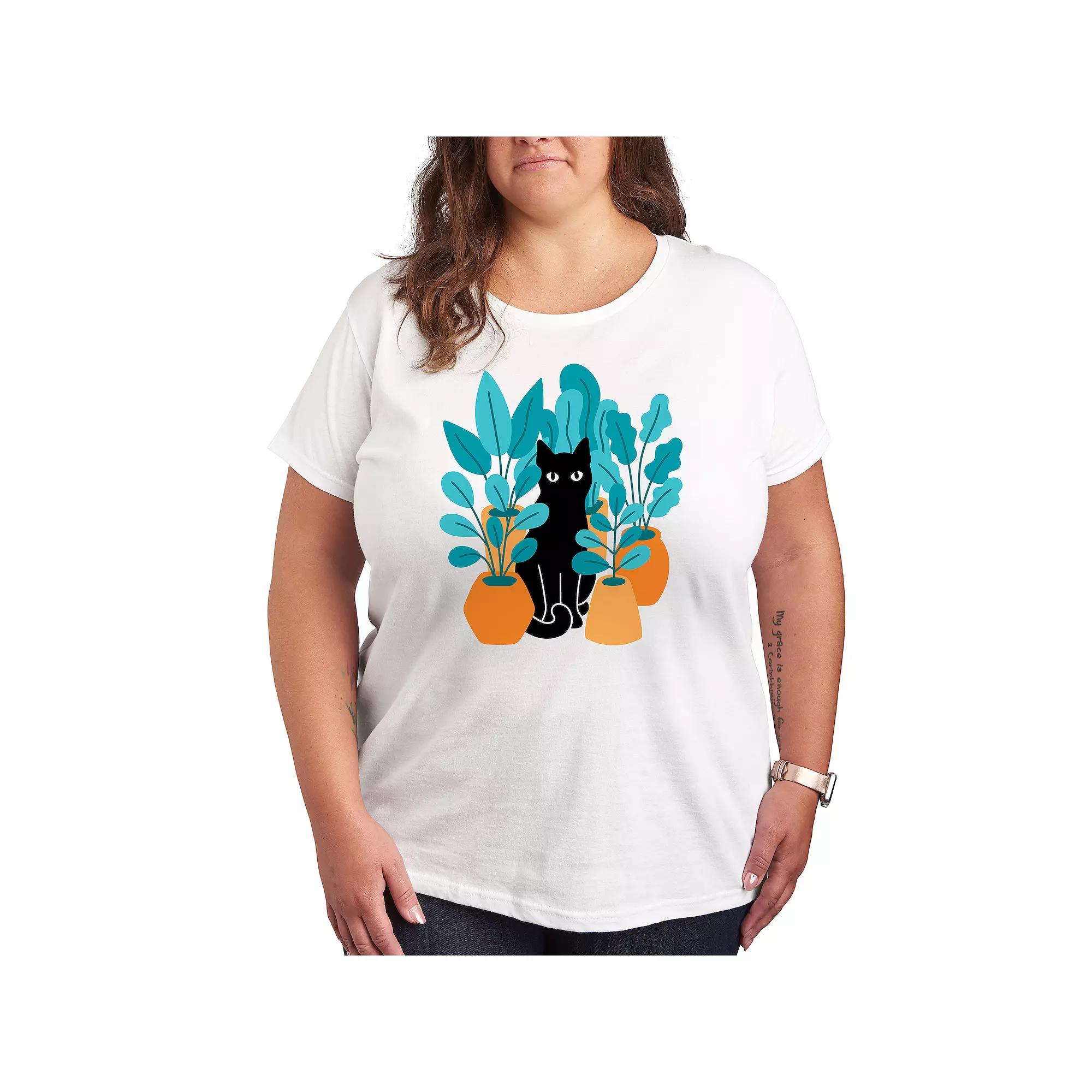 Plus Black Cat Plants Graphic Tee, Women's,  Product Image