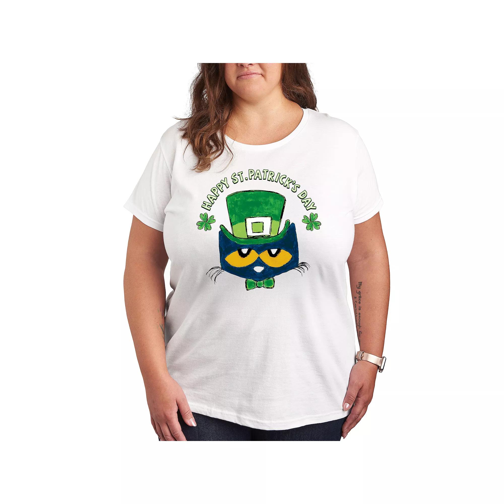 Plus Pete the Cat St. Patricks Day Pete Face Graphic Tee, Women's,  Product Image