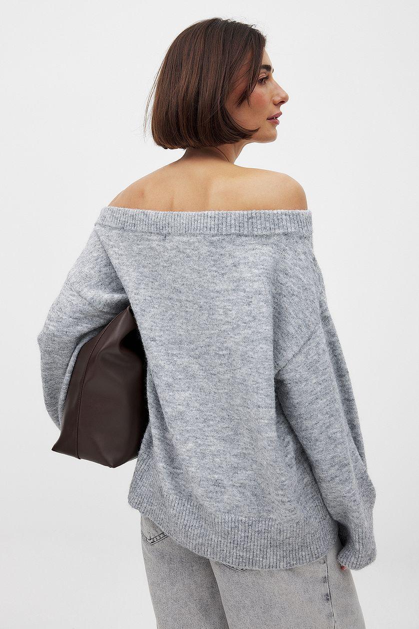 Knitted Off Shoulder Sweater Product Image
