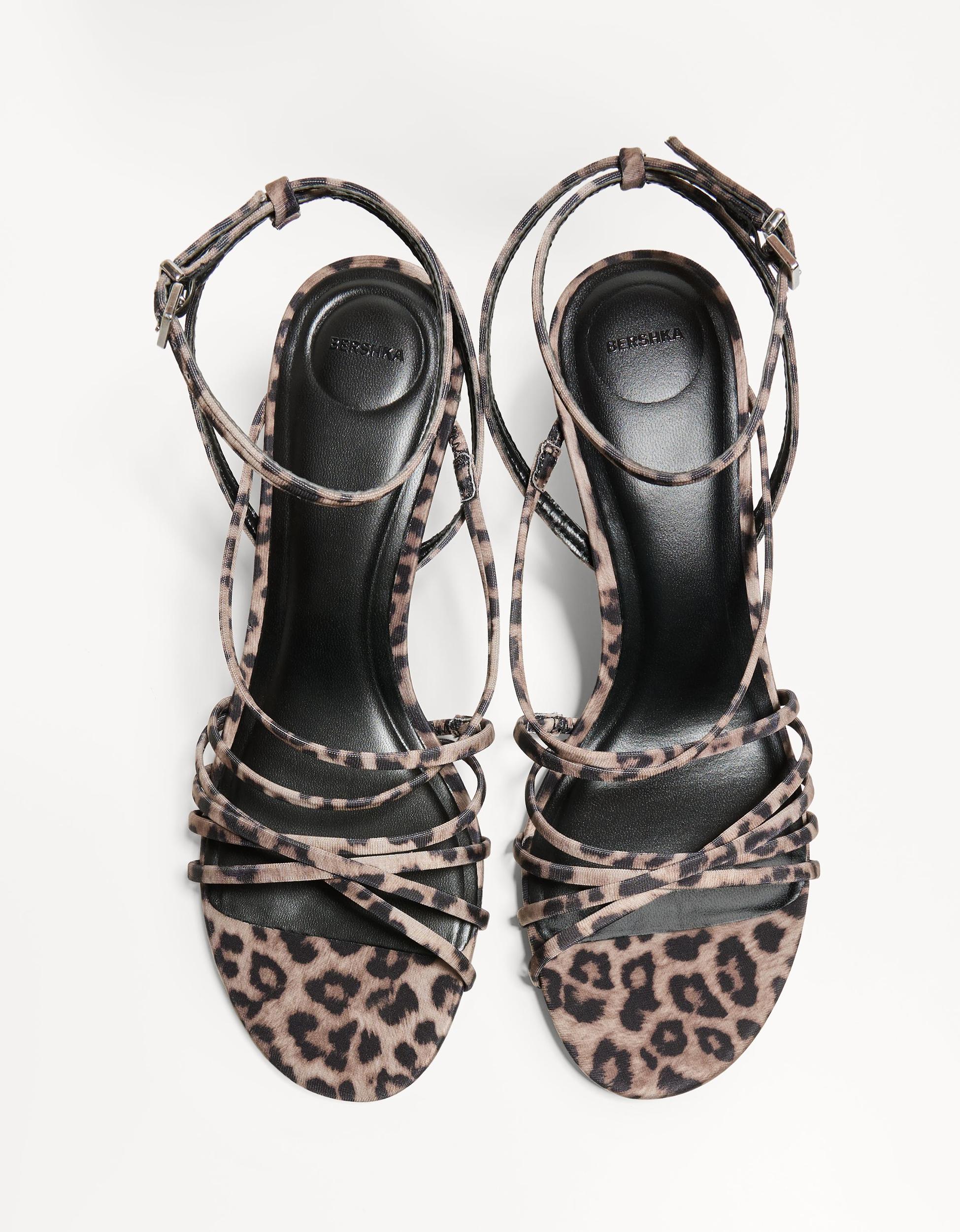 Animal print multi-strap heeled sandals Product Image