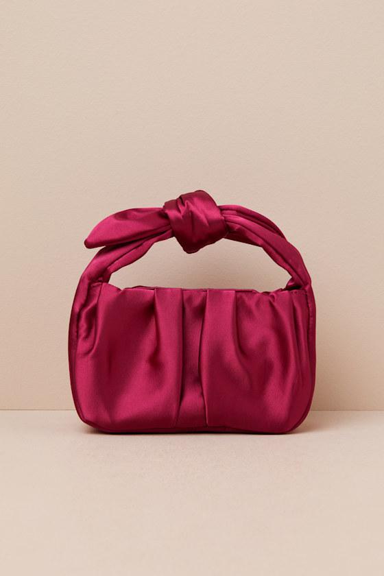 Essential Style Magenta Satin Knot Handle Clutch Bag Product Image