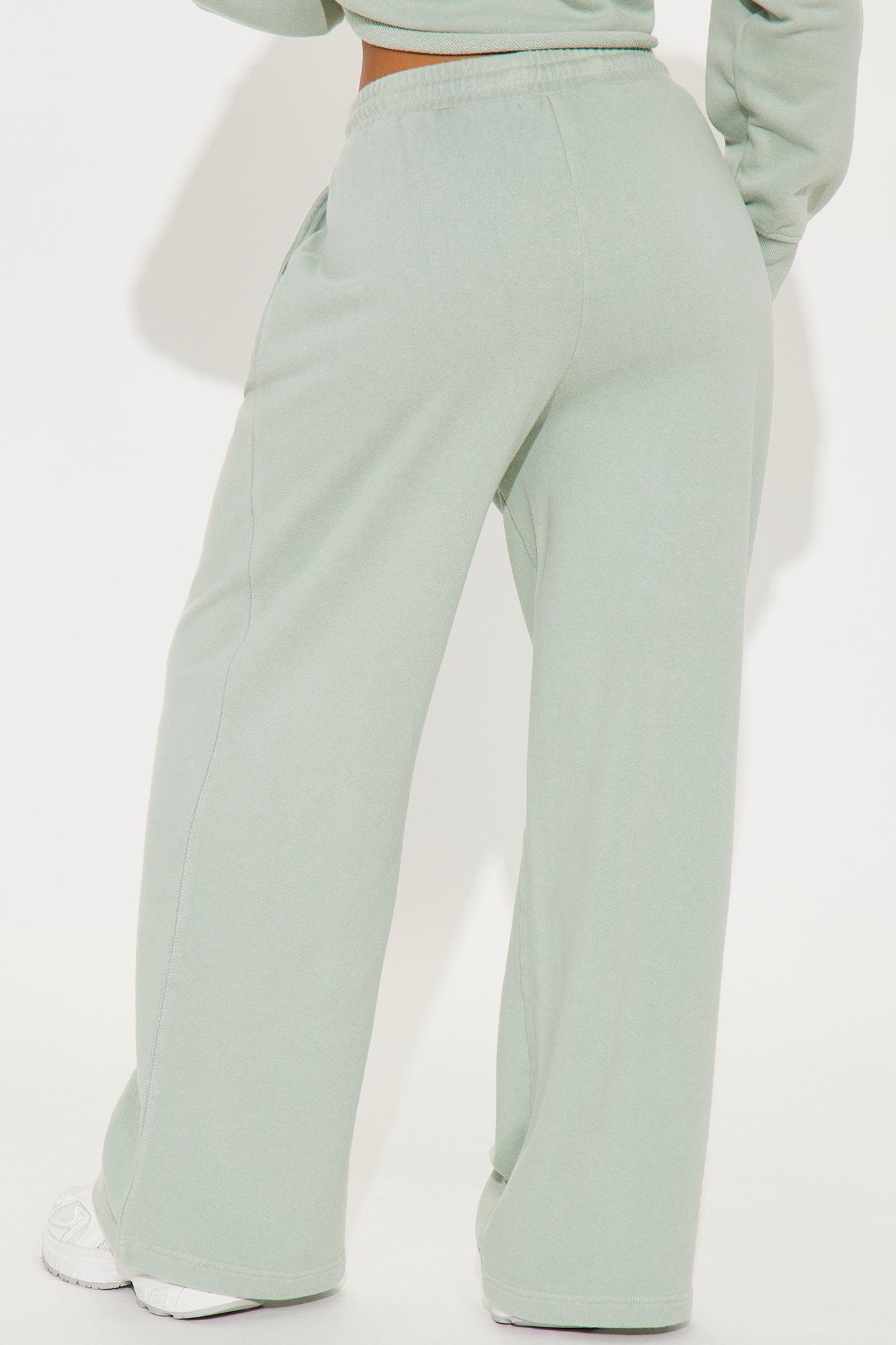 The Washed Wide Leg Sweatpant - Sage Product Image