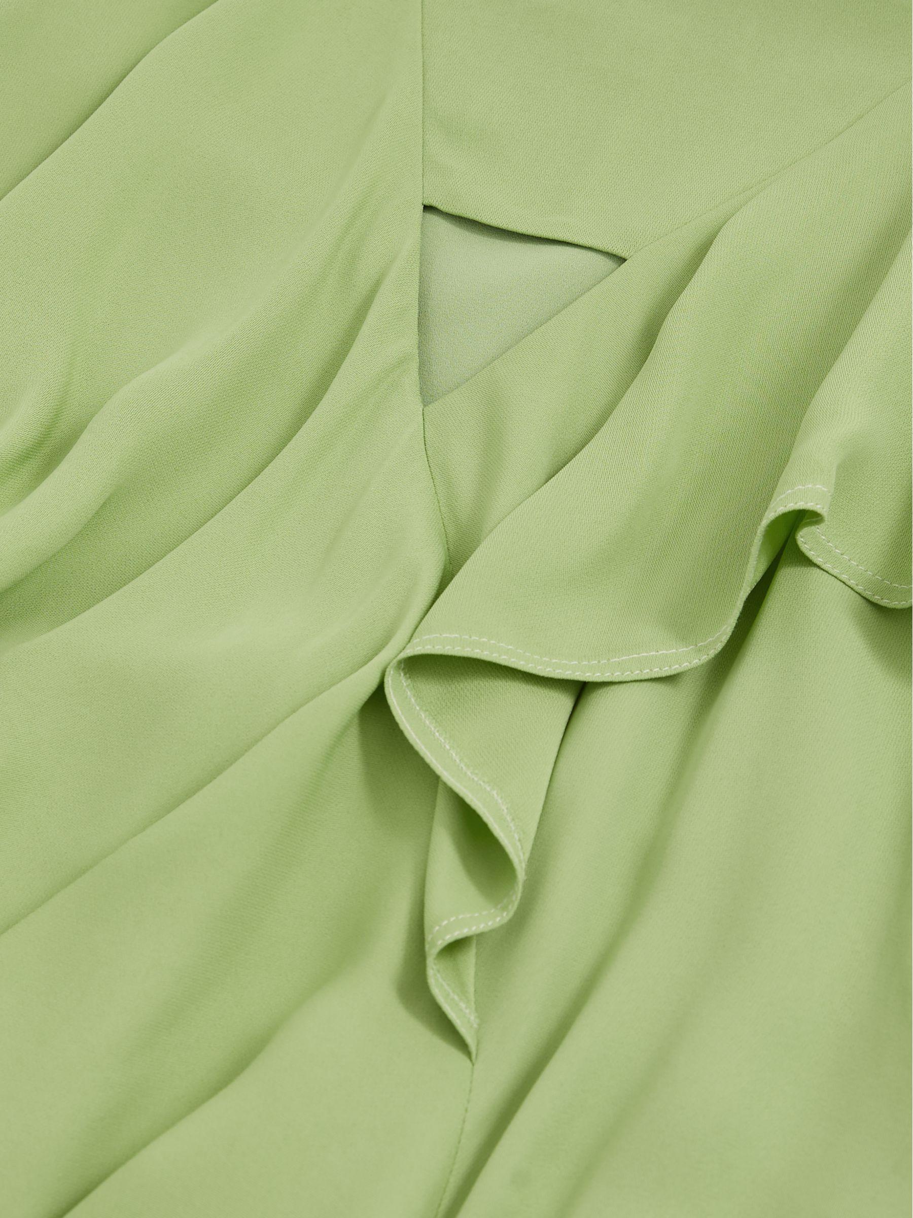 Ruffle-Detail Midi Dress in Green Product Image