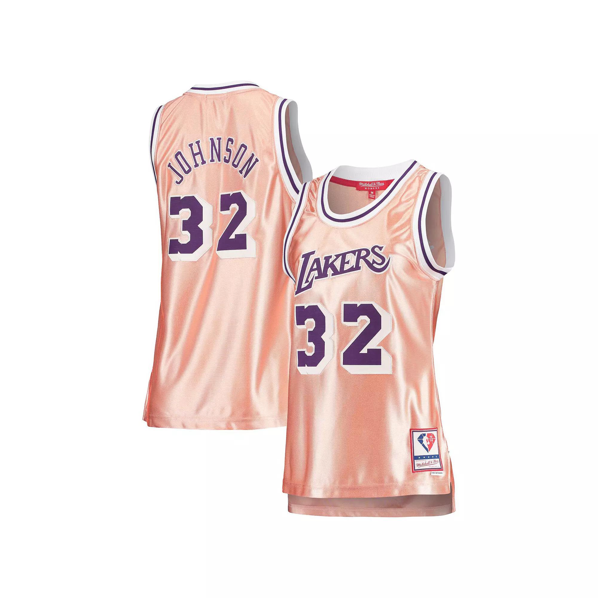 Women's Mitchell & Ness Magic Johnson Pink Los Angeles Lakers 75th Anniversary Rose Gold 1984 Swingman Jersey, Size: Medium Product Image