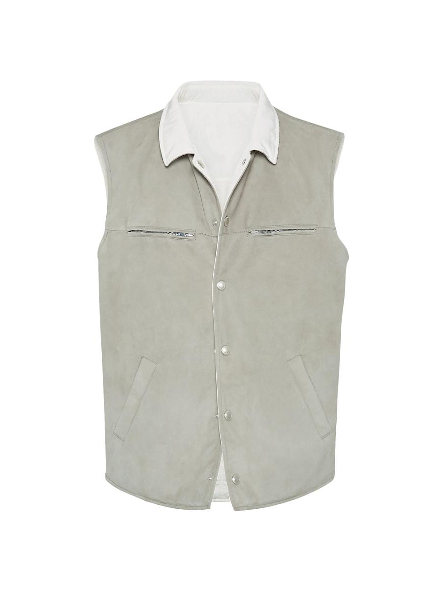 Mens Suede Reversible Vest with Thermore Padding Product Image