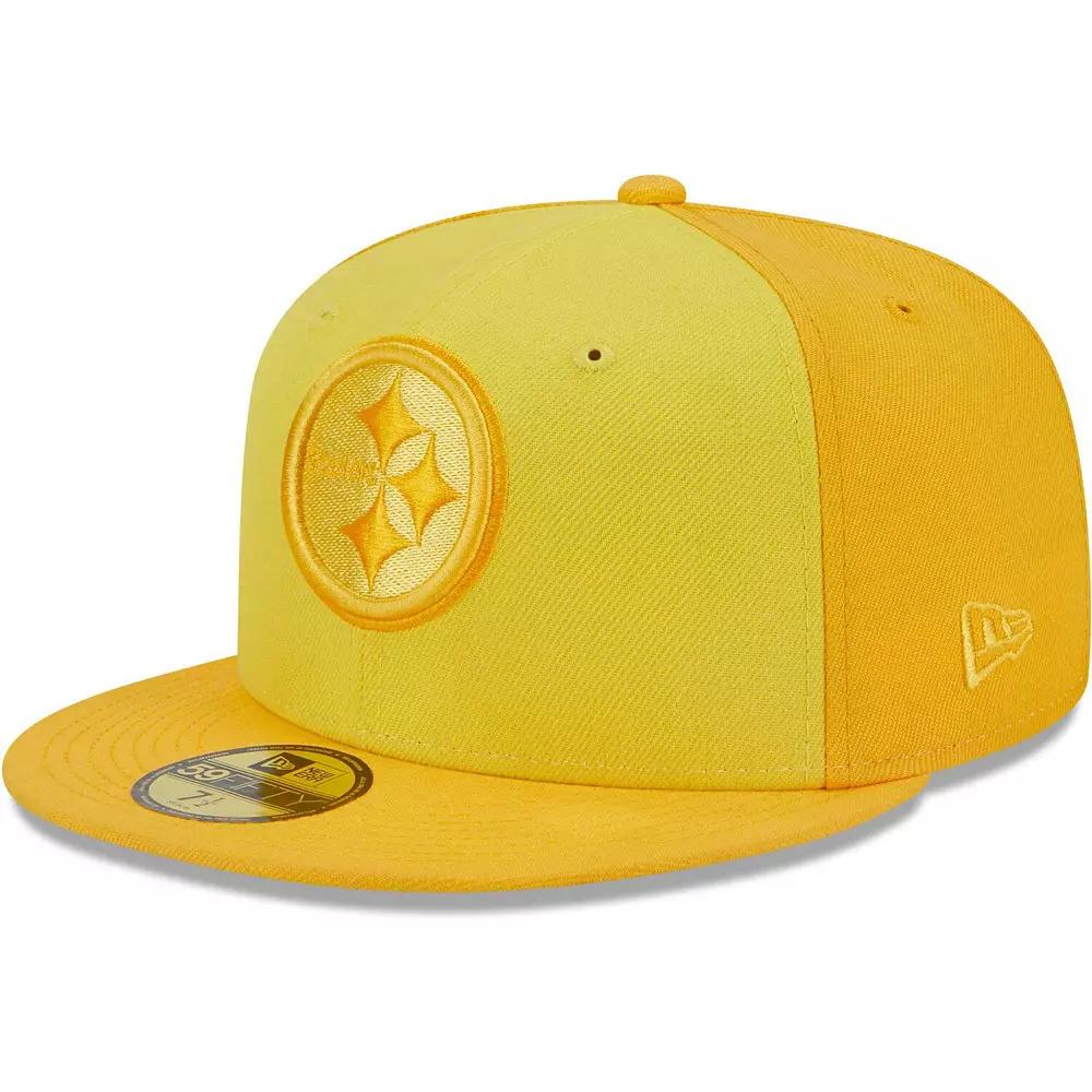 Men's New Era  Gold Pittsburgh Steelers Tri-Tone 59FIFTY Fitted Hat, Size: 7 1/4 Product Image