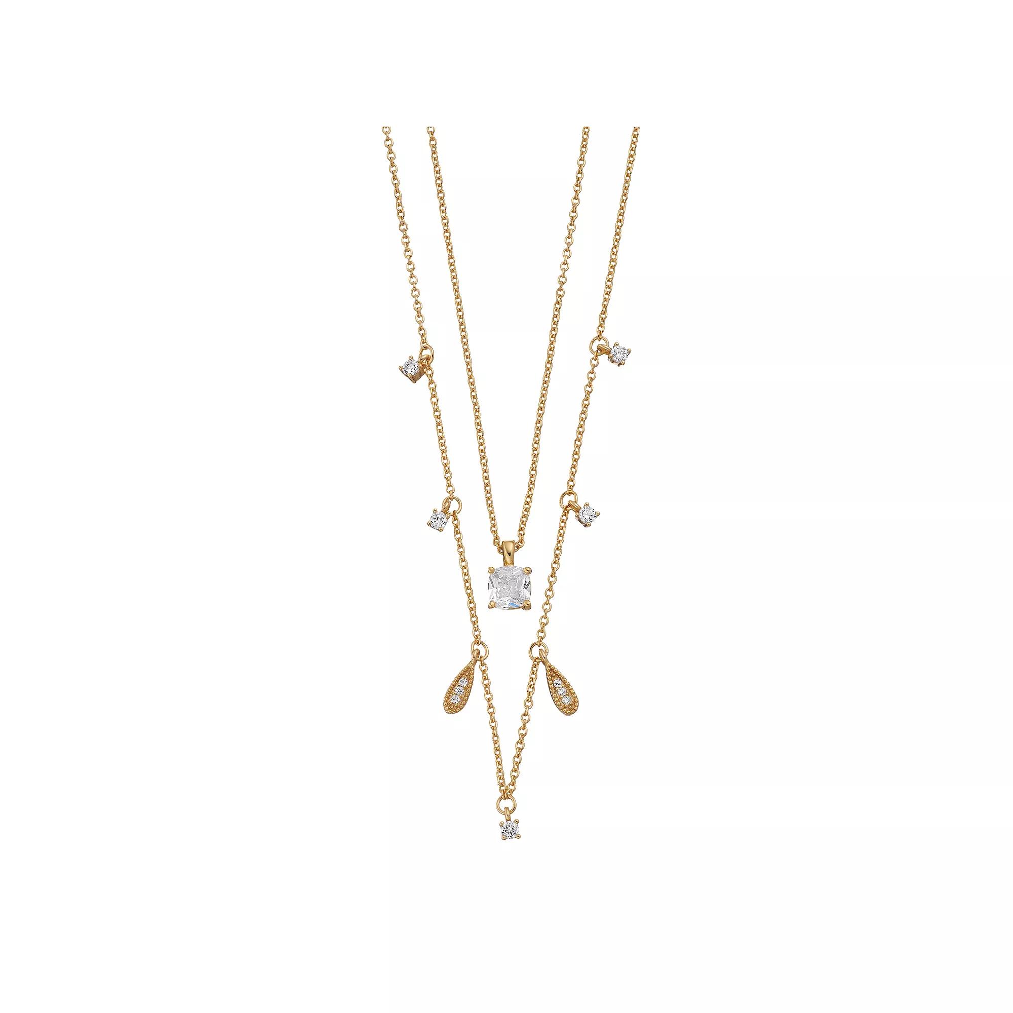 City Luxe Cubic Zirconia Necklace Set, Women's, Gold Tone Clear Product Image