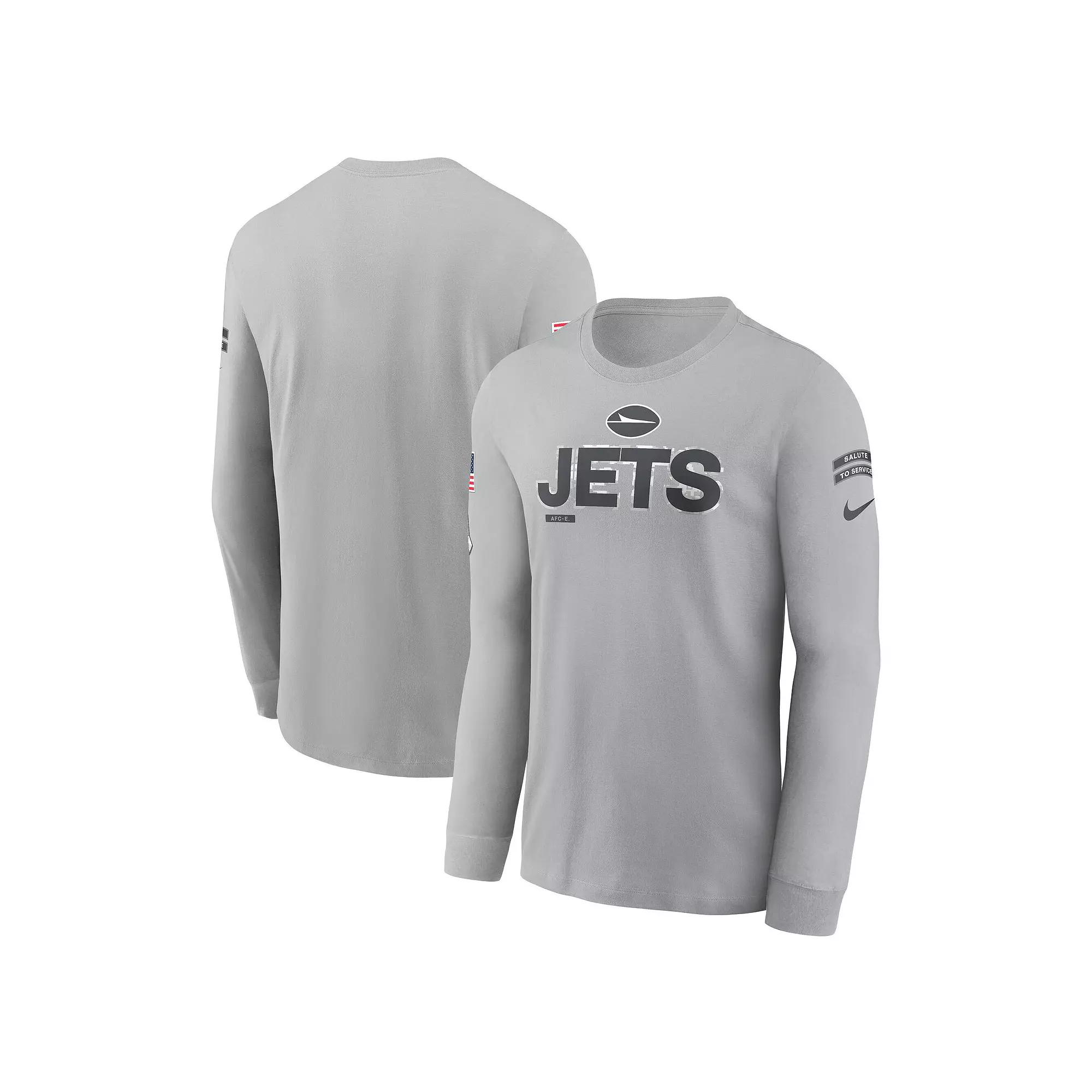 Men's Nike Gray New York Jets 2024 Salute To Service Long Sleeve T-Shirt,  Product Image