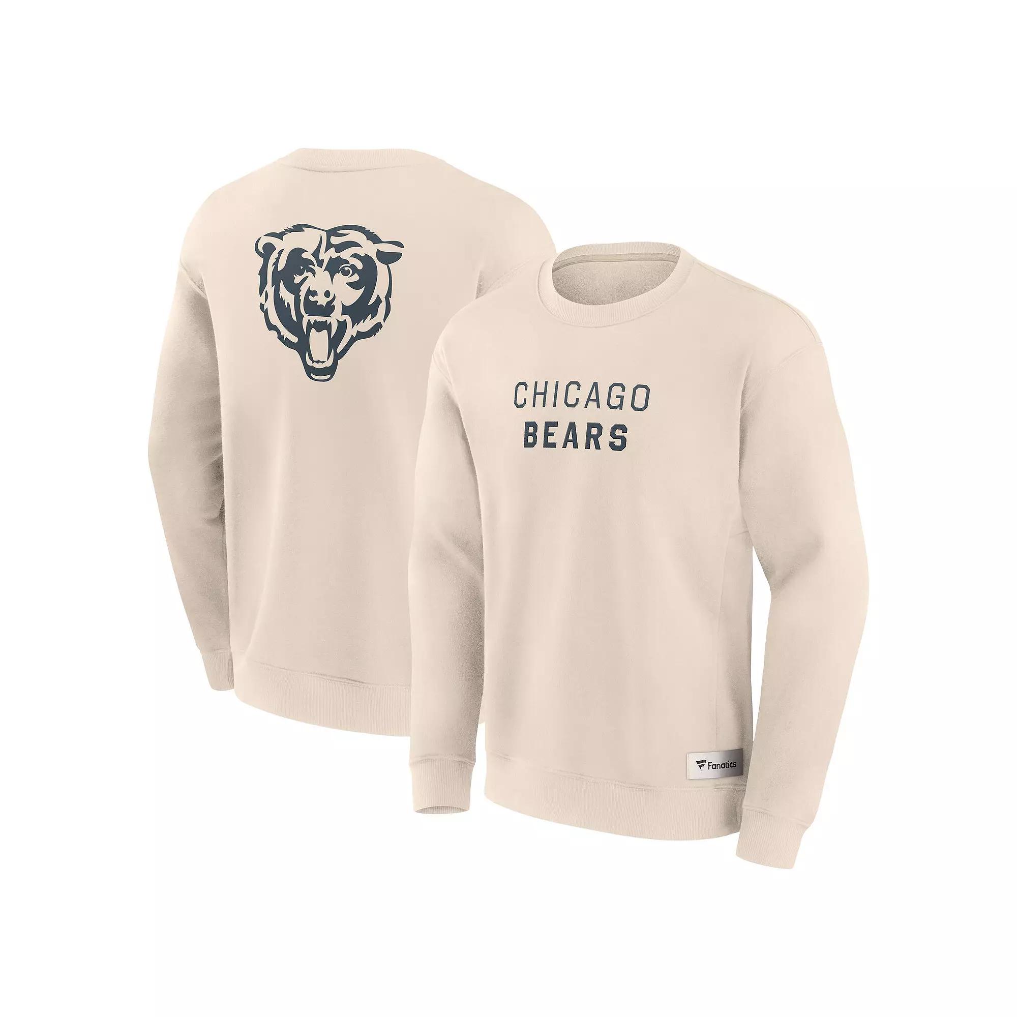 Men's Fanatics Cream Chicago Bears Elements Future Ground Lettering Pullover Sweatshirt,  Product Image