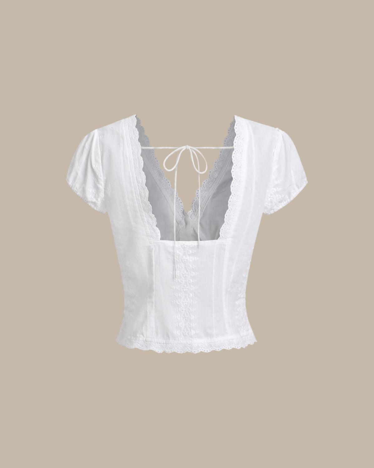 White Textured Cap Sleeve Blouse Product Image