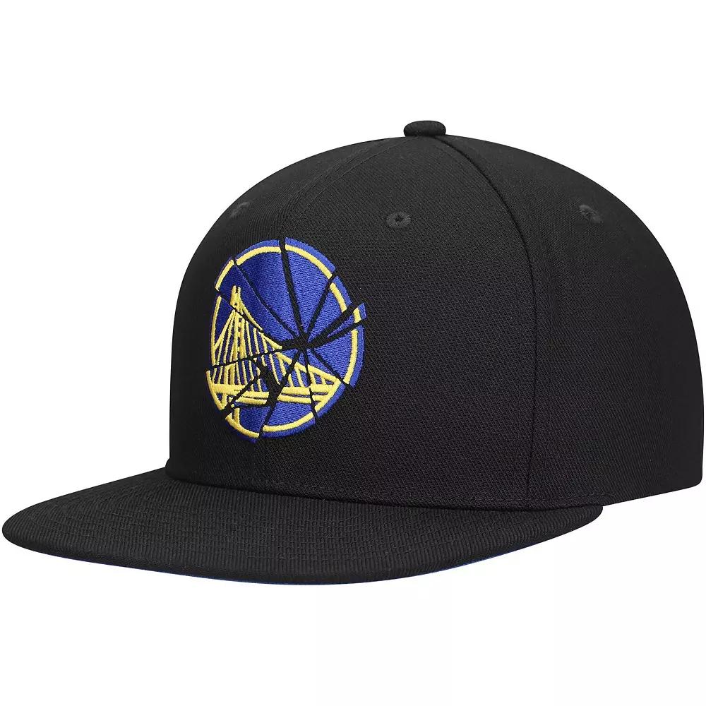 Men's Mitchell & Ness Black Golden State Warriors Shattered Snapback Hat Product Image