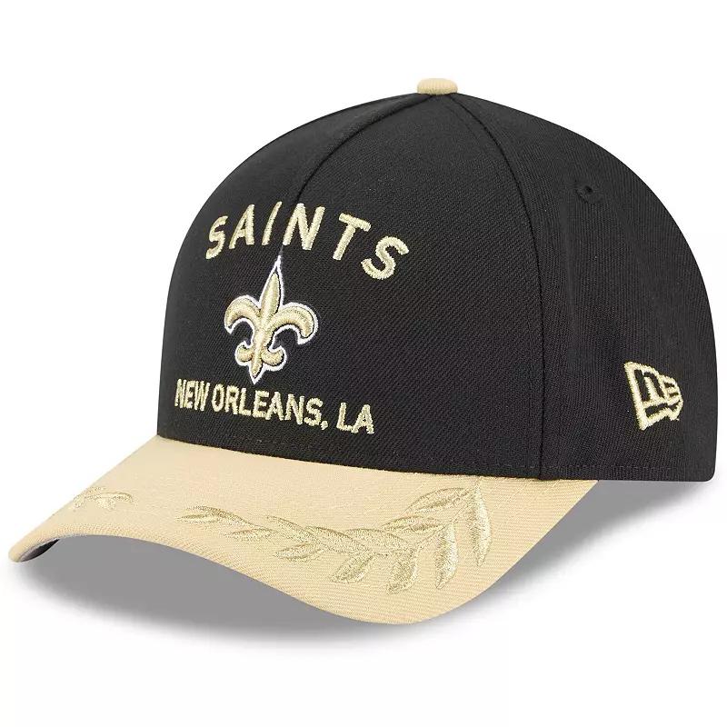Men's New Era Black/Gold New Orleans Saints 2025 NFL Draft 9FORTY A-Frame M-Crown Adjustable Hat Product Image