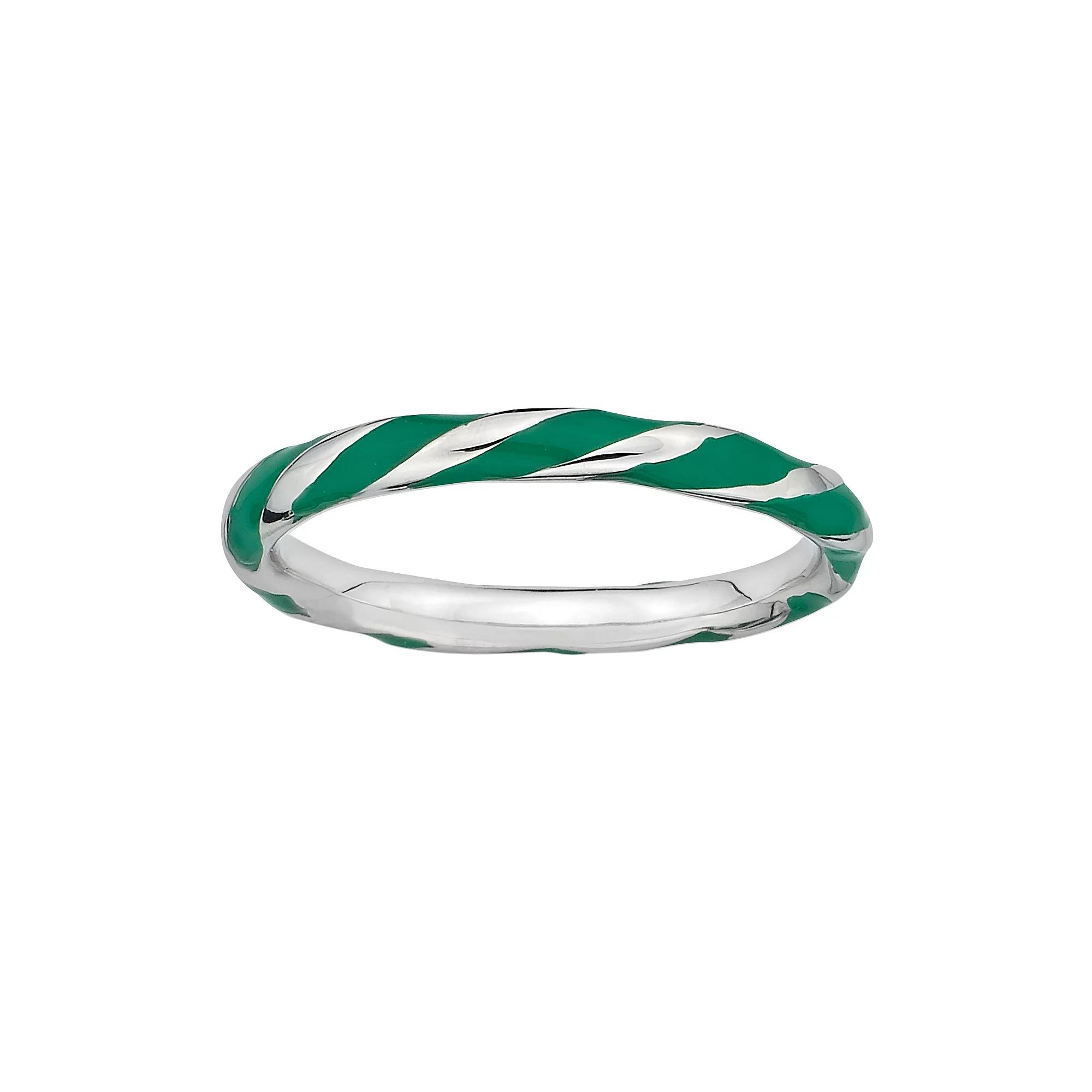 Stacks & Stones Sterling Silver Green Enamel Twist Stack Ring, Women's, Size: 9 Product Image