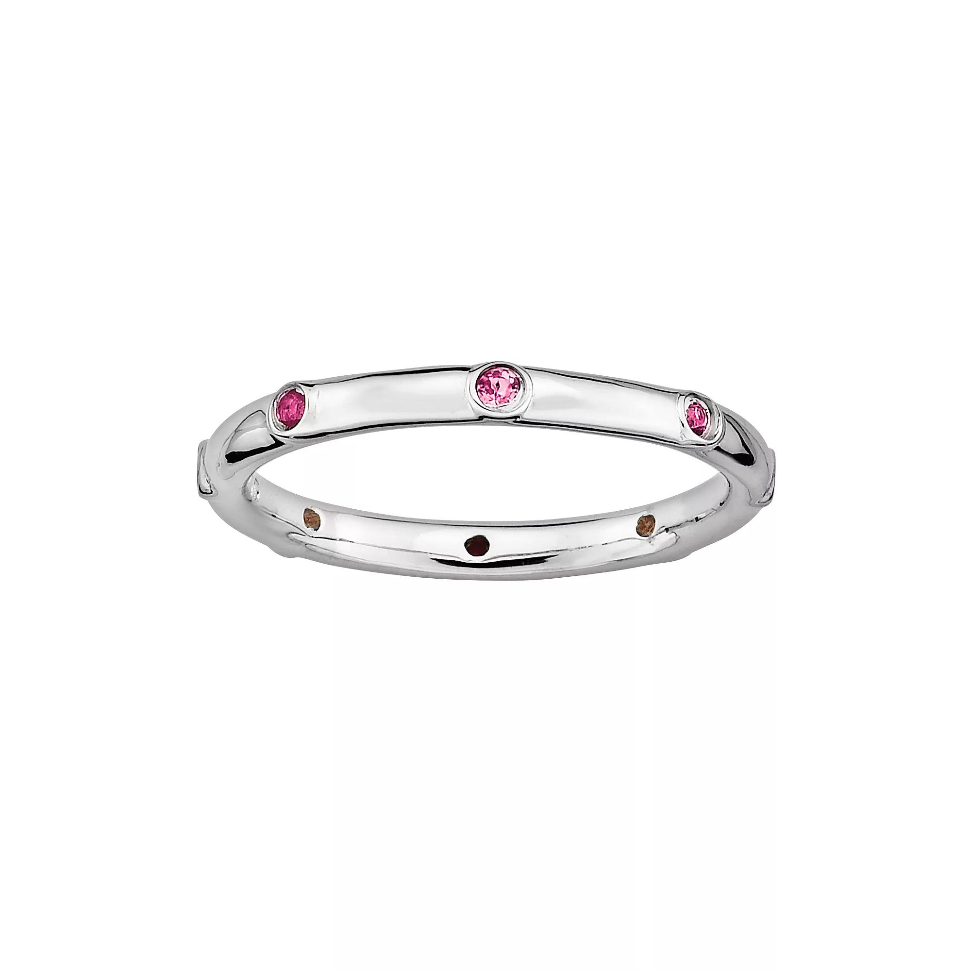 Stacks & Stones Sterling Silver Pink Tourmaline Stack Ring, Women's, Size: 5 Product Image