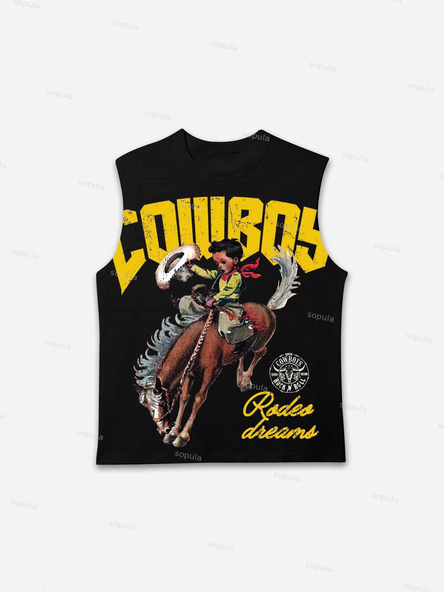 Cowboy Rodeo Dreams Print Tank Top Product Image