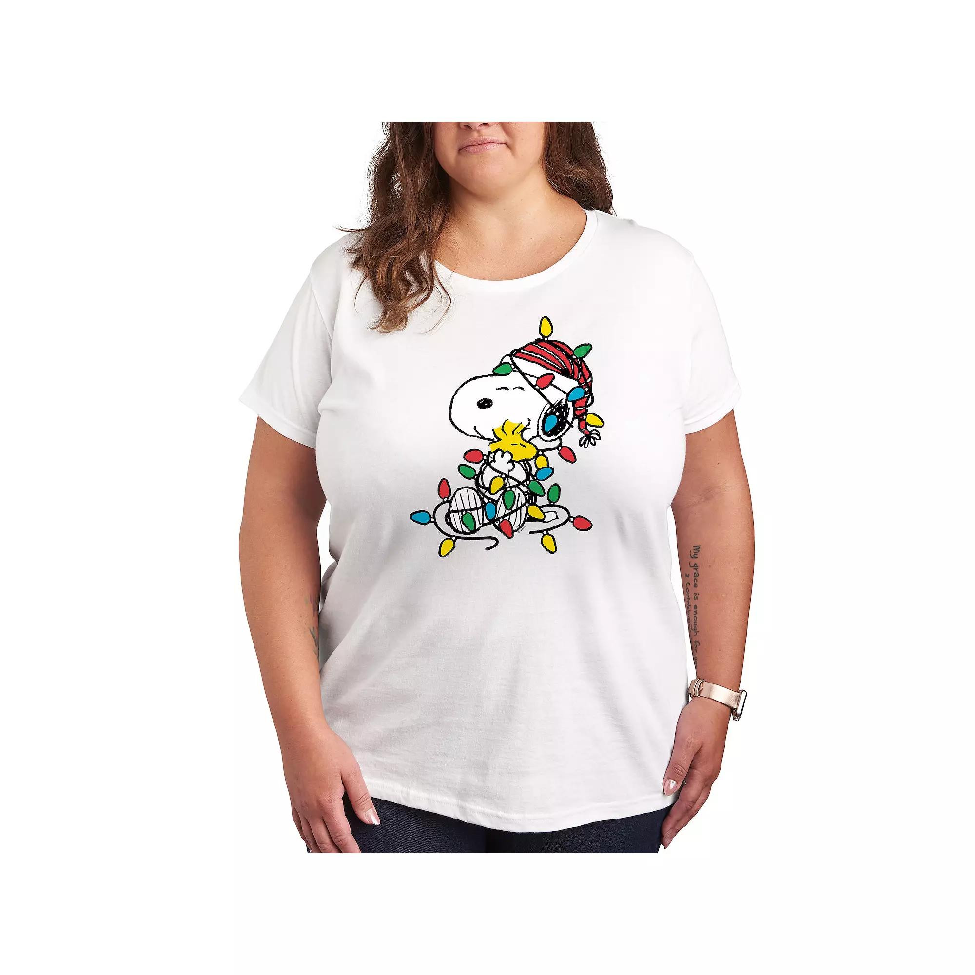 Plus Peanuts Christmas Lights Graphic Tee, Women's,  Product Image
