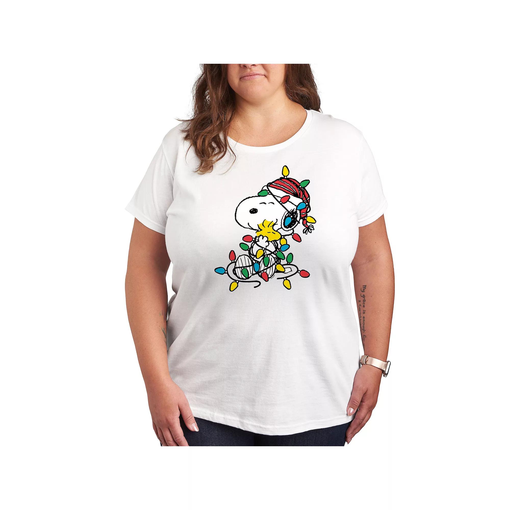 Plus Peanuts Christmas Lights Graphic Tee, Women's,  Product Image