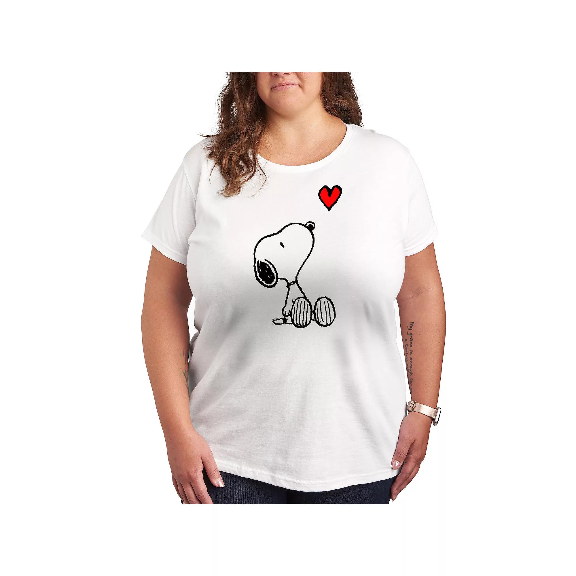 Plus Peanuts Red Snoopy Heart Graphic Tee, Women's,  Product Image