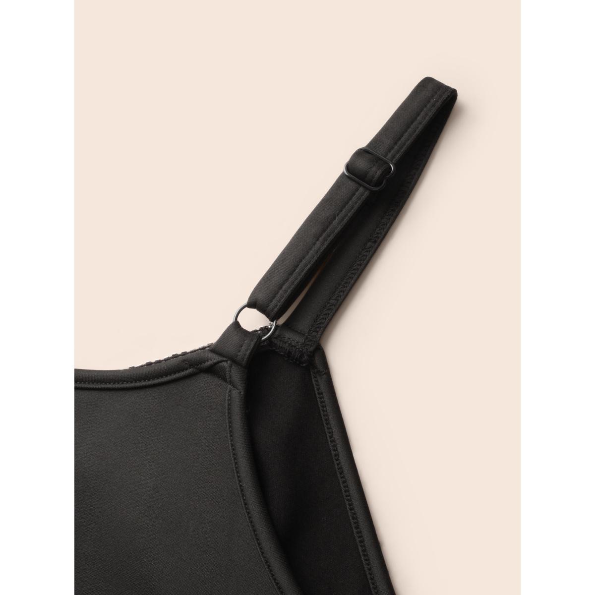 Plus Size Rhinestone Detail Overlap Collar Cami Dress Black Women Cocktail Rhinestone detailing Overlap Collar Sleeveless Curvy BloomChic 22-24/3X Product Image