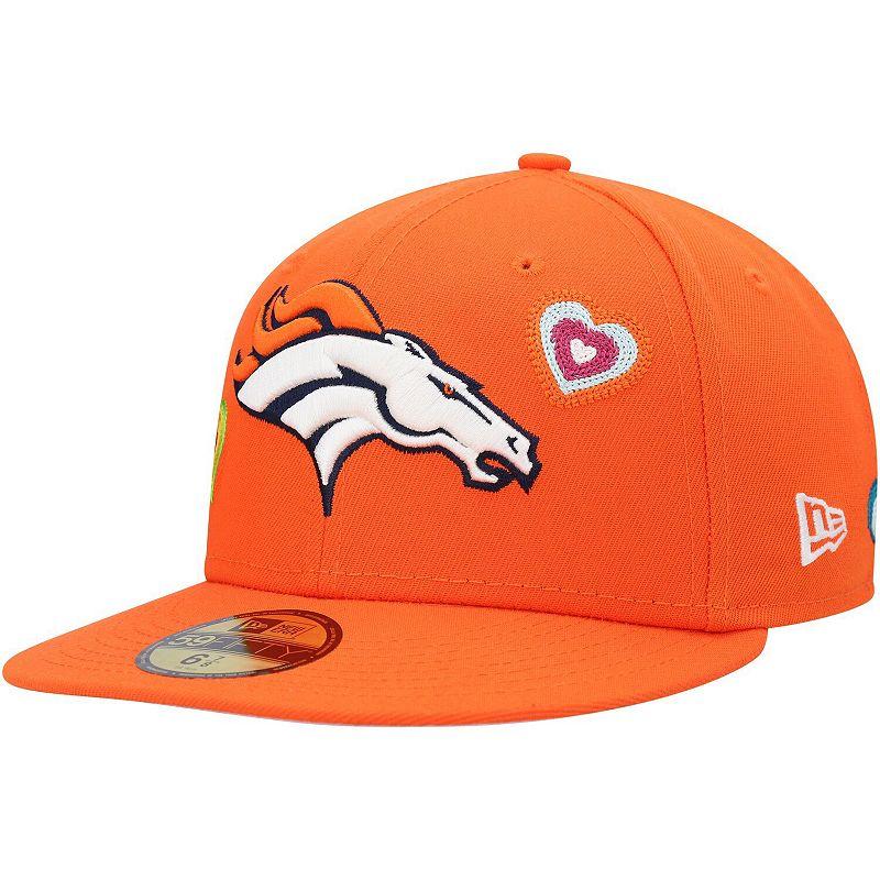 Men's New Era Orange Denver Broncos Chain Stitch Heart 59FIFTY Fitted Hat,  Product Image