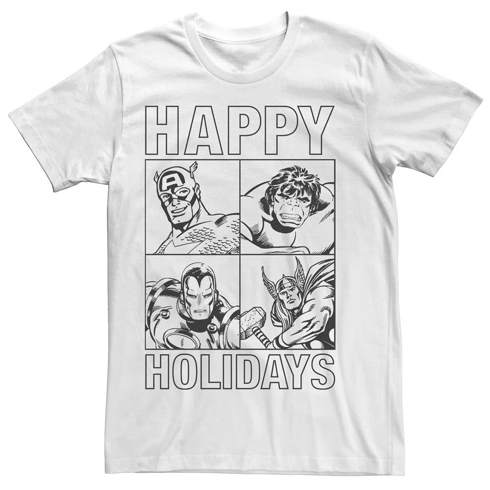 Men's Marvel Retro Avengers Happy Holidays Short Sleeve Tee,  Product Image