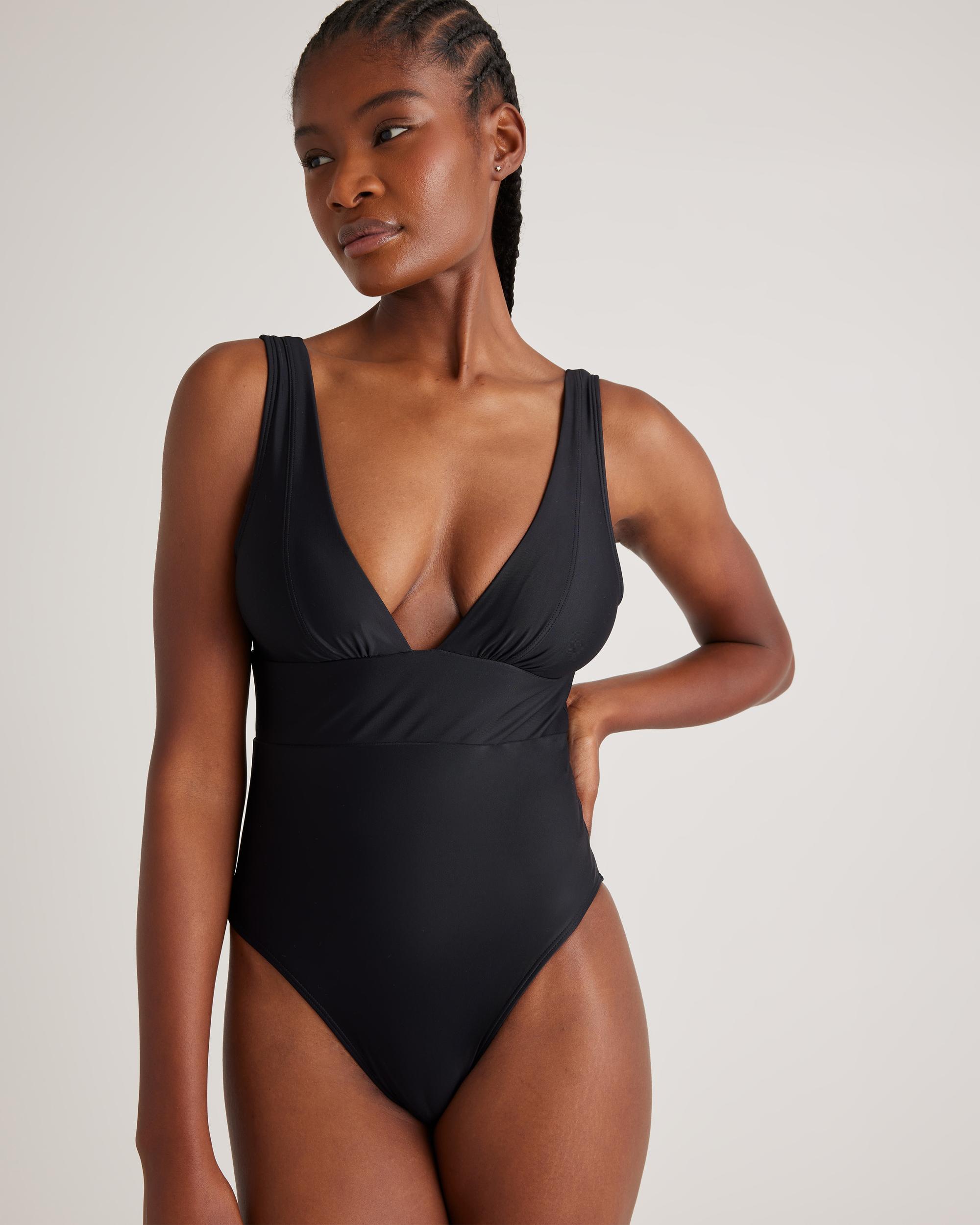 Quince | Women's Italian Plunge One-Piece Swimsuit Size XS, 78% Recycled Polyamide, 22% Spandex Product Image
