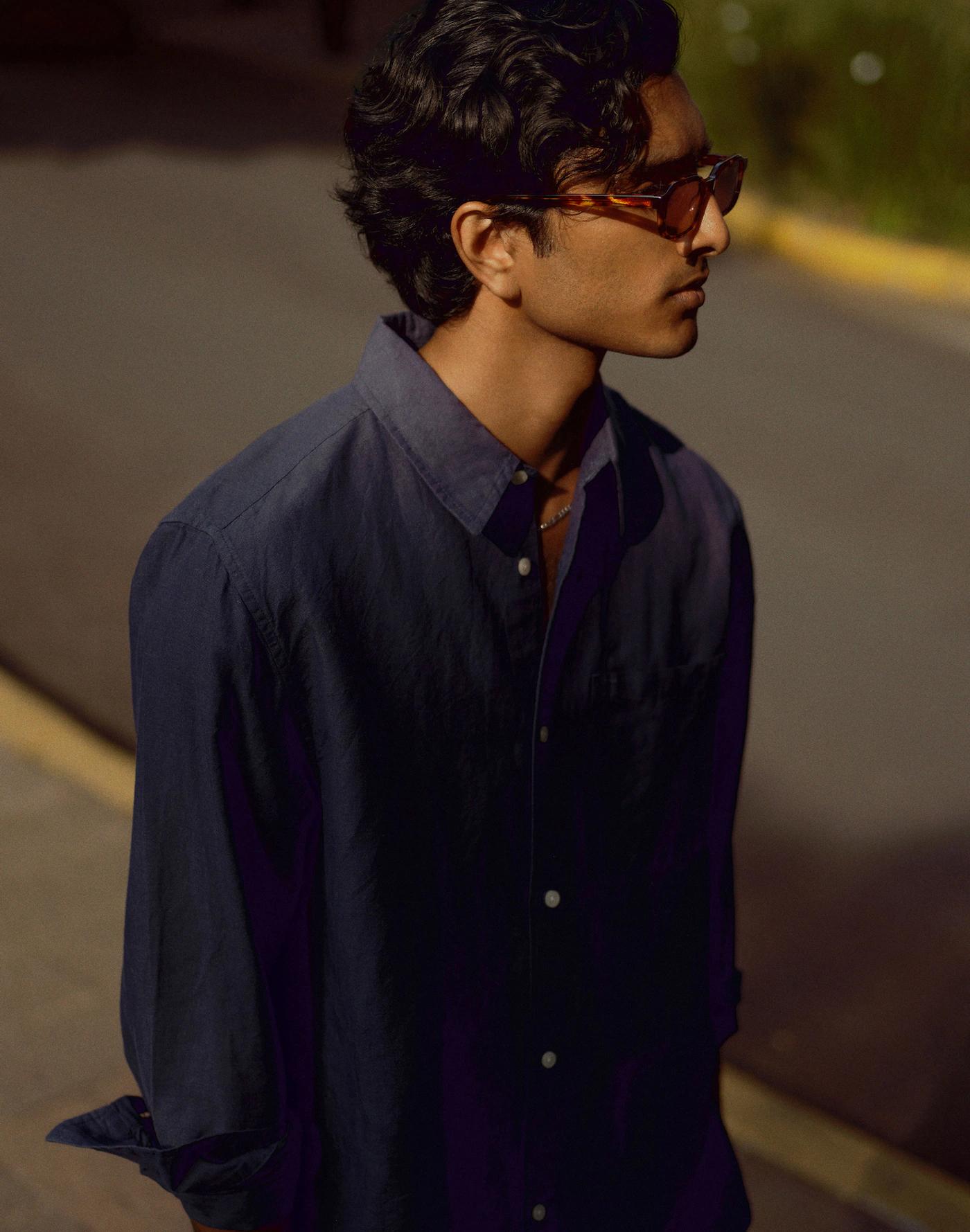 Button-Up Shirt in Cotton-Linen Blend Product Image