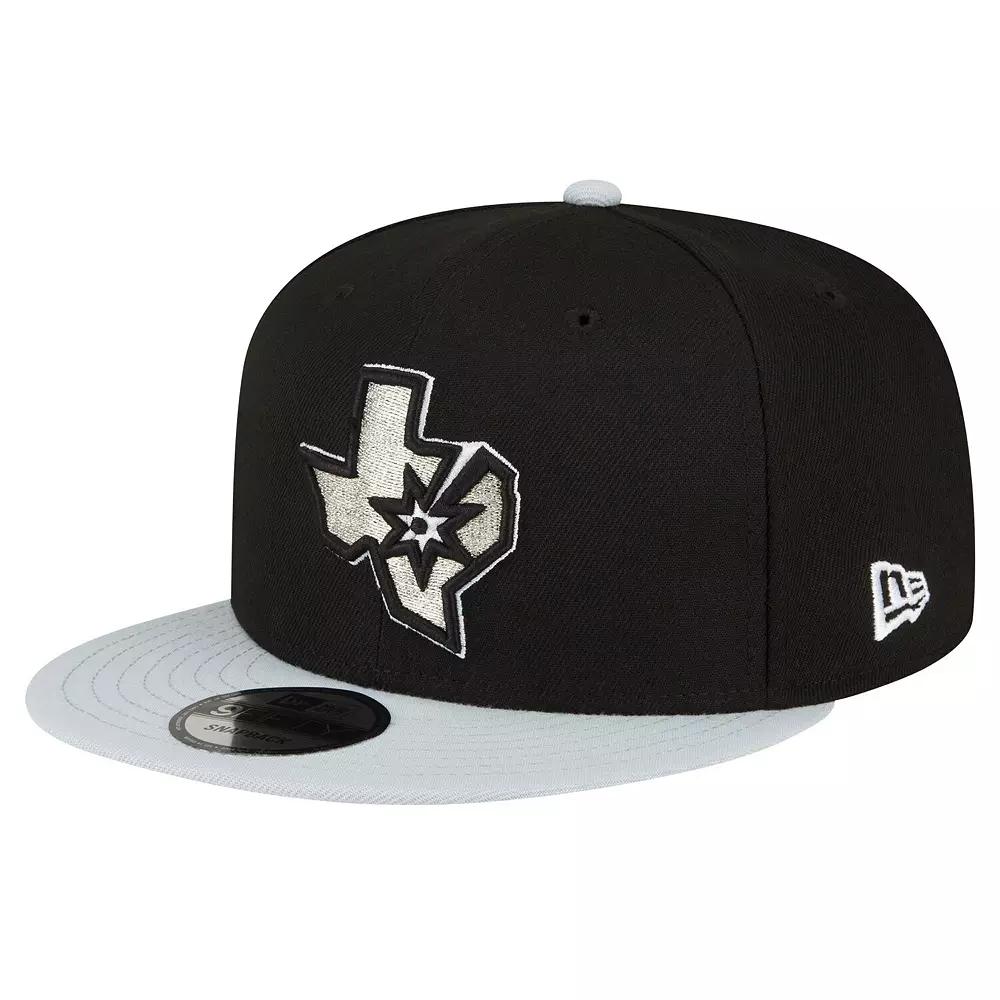 Men's New Era Black/Silver San Antonio Spurs Official Team Color 2Tone 9FIFTY Snapback Hat Product Image