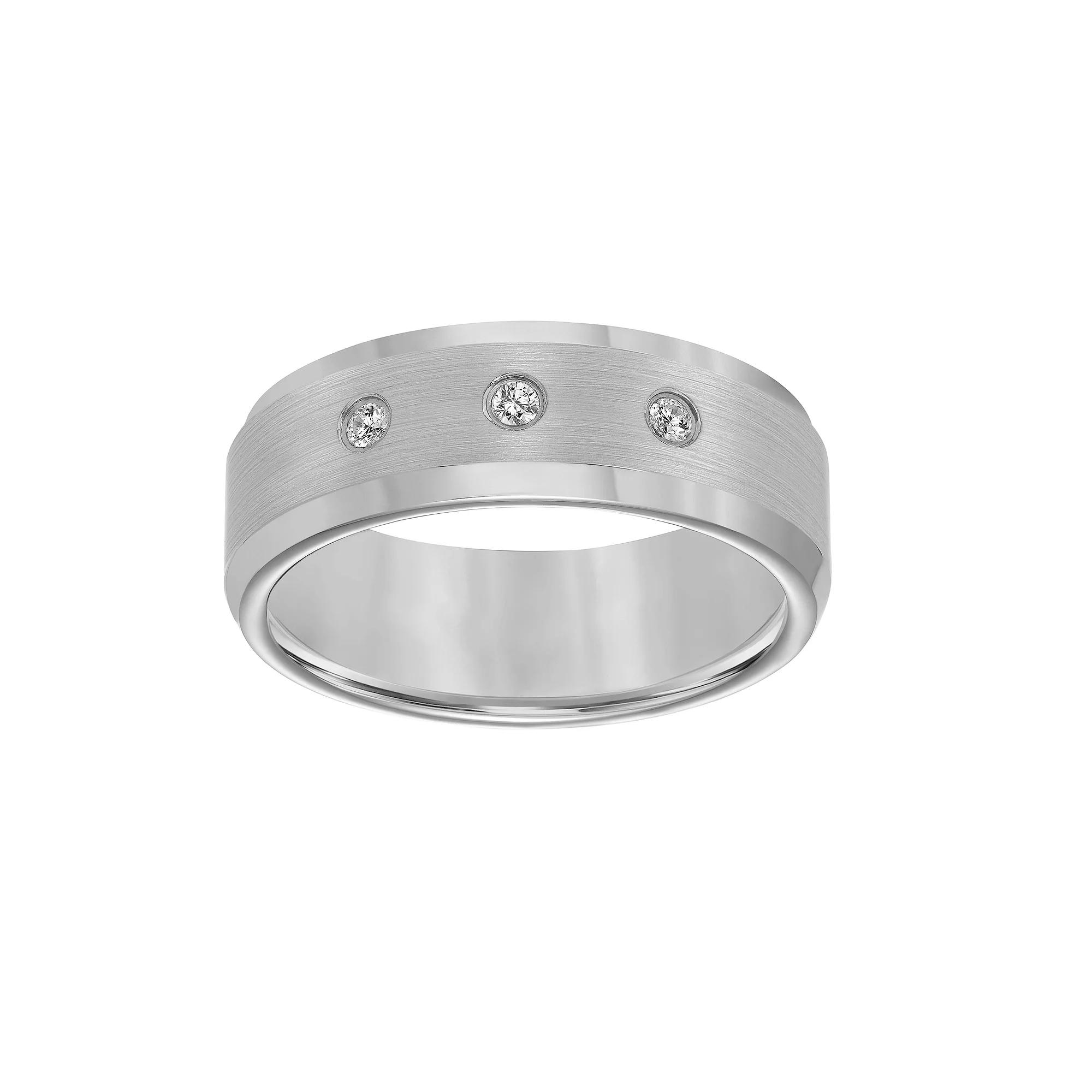 AXL 1/10 Carat T.W. Diamond Gray Tungsten Carbide 8 mm Comfort Fit Mens Band Product Image