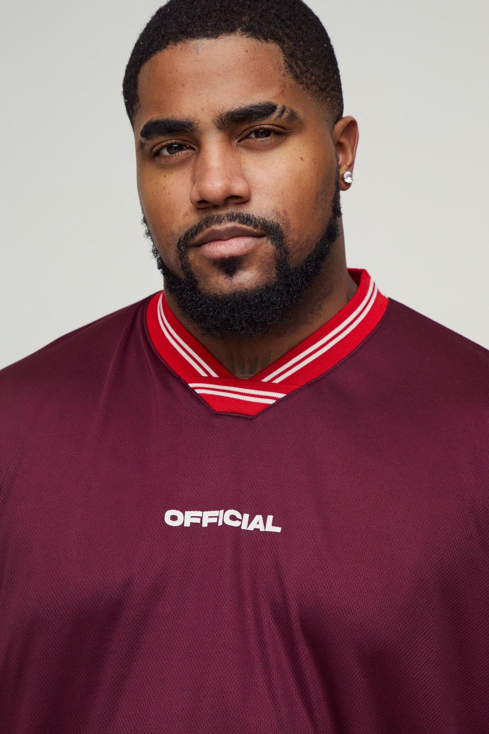 Plus Official Oversized Mesh Football T-shirt | boohooMAN USA Product Image