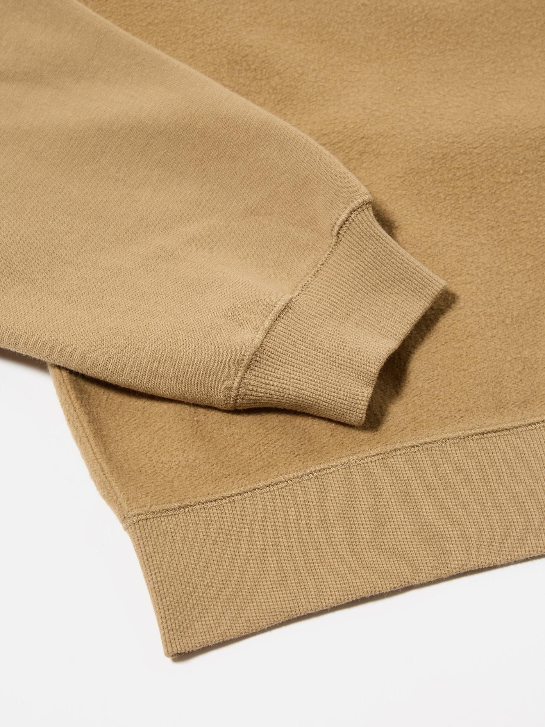 Universal Works Crew Sweat in Sand 'Hotel Deluxe' Embroidered Brush Back Product Image